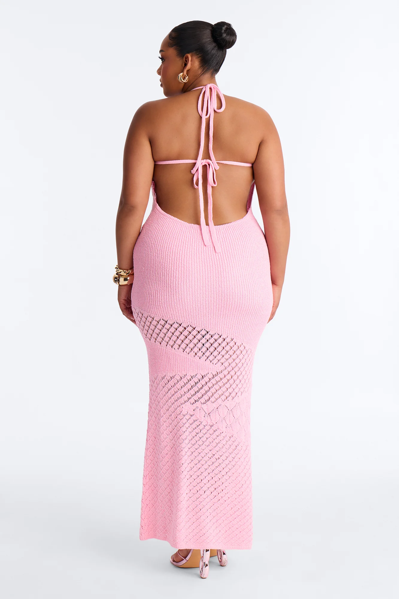 Sophia Crochet Maxi Dress - Pink - Image 7