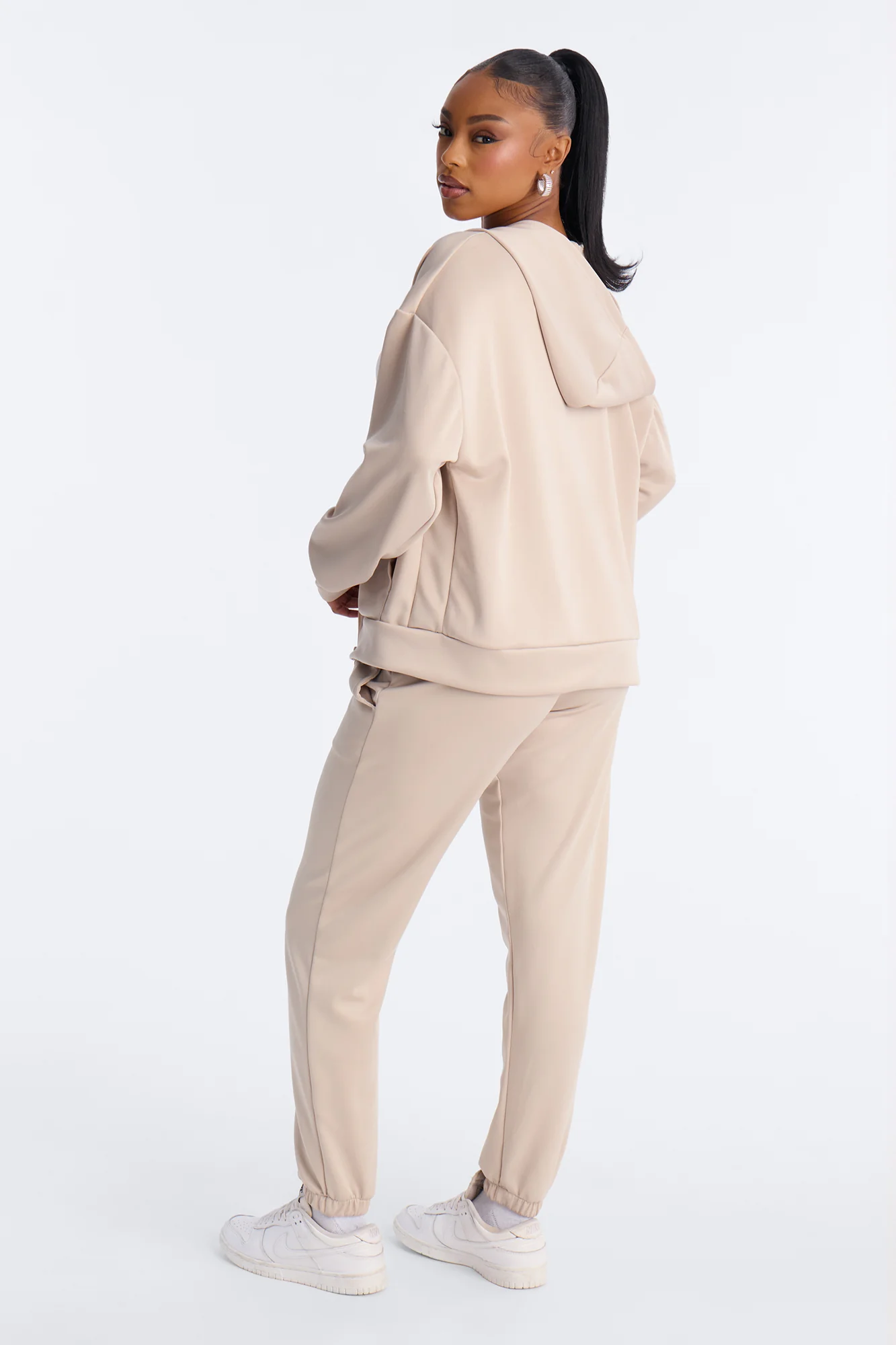 Sophia Scuba Zip Up Jogger Set - Stone - Image 4
