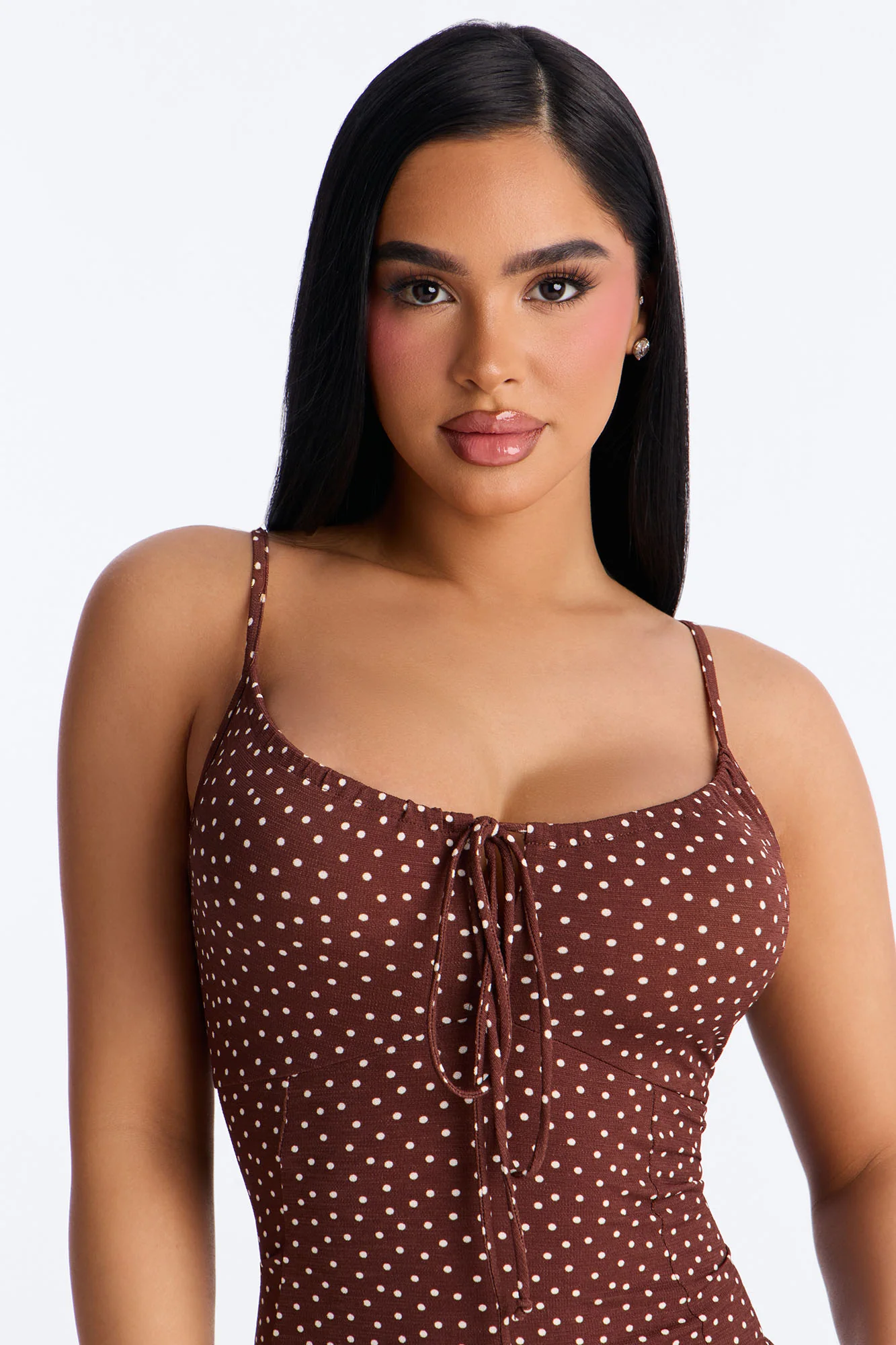 Sophie Polka Dot Mini Dress - Chocolate - Image 3