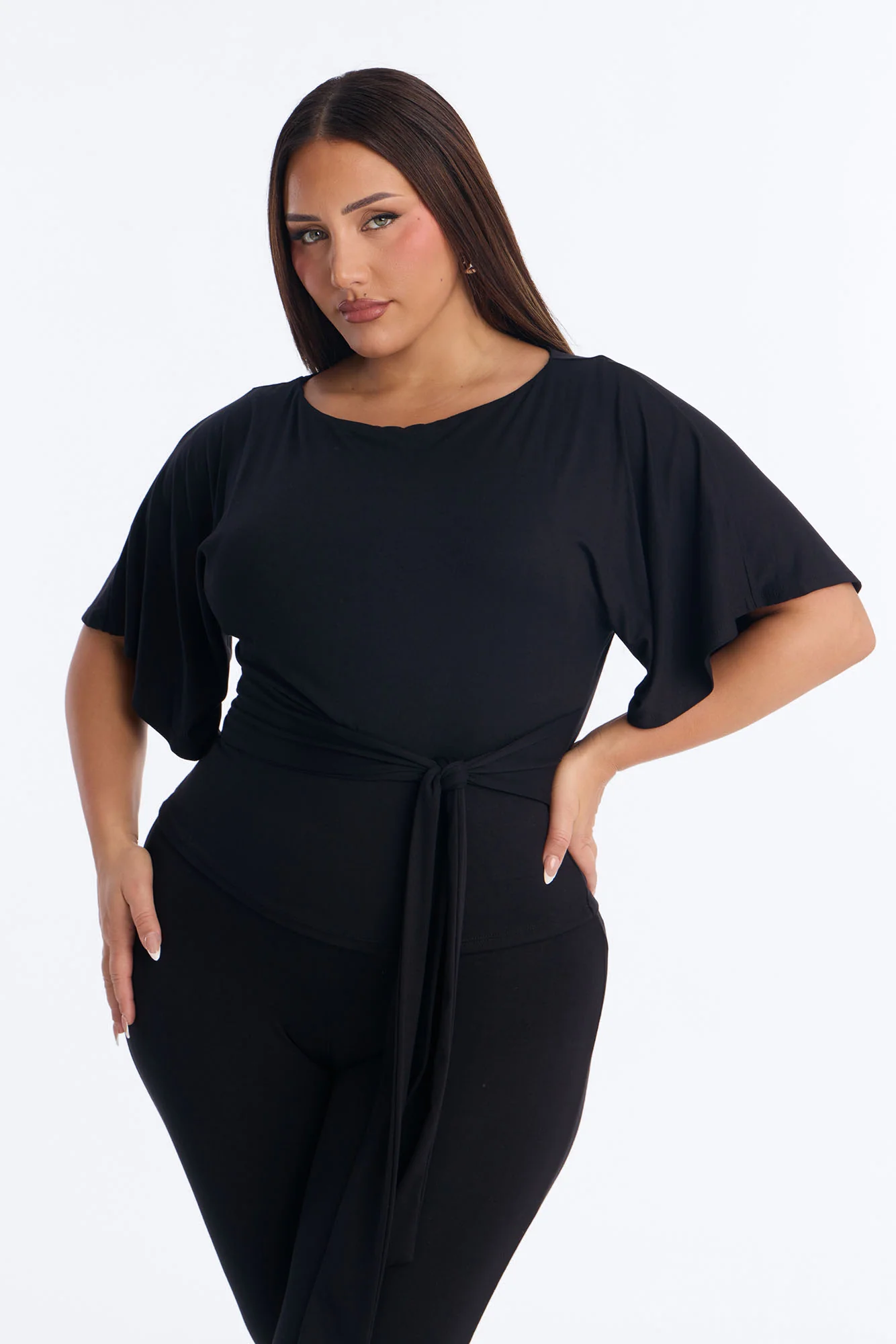 Sophie Tie Waist Capri Set - Black - Image 6