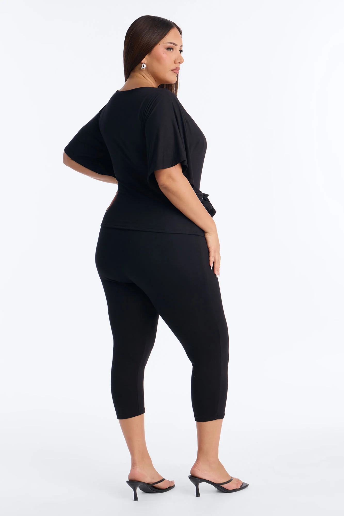 Sophie Tie Waist Capri Set - Black - Image 7