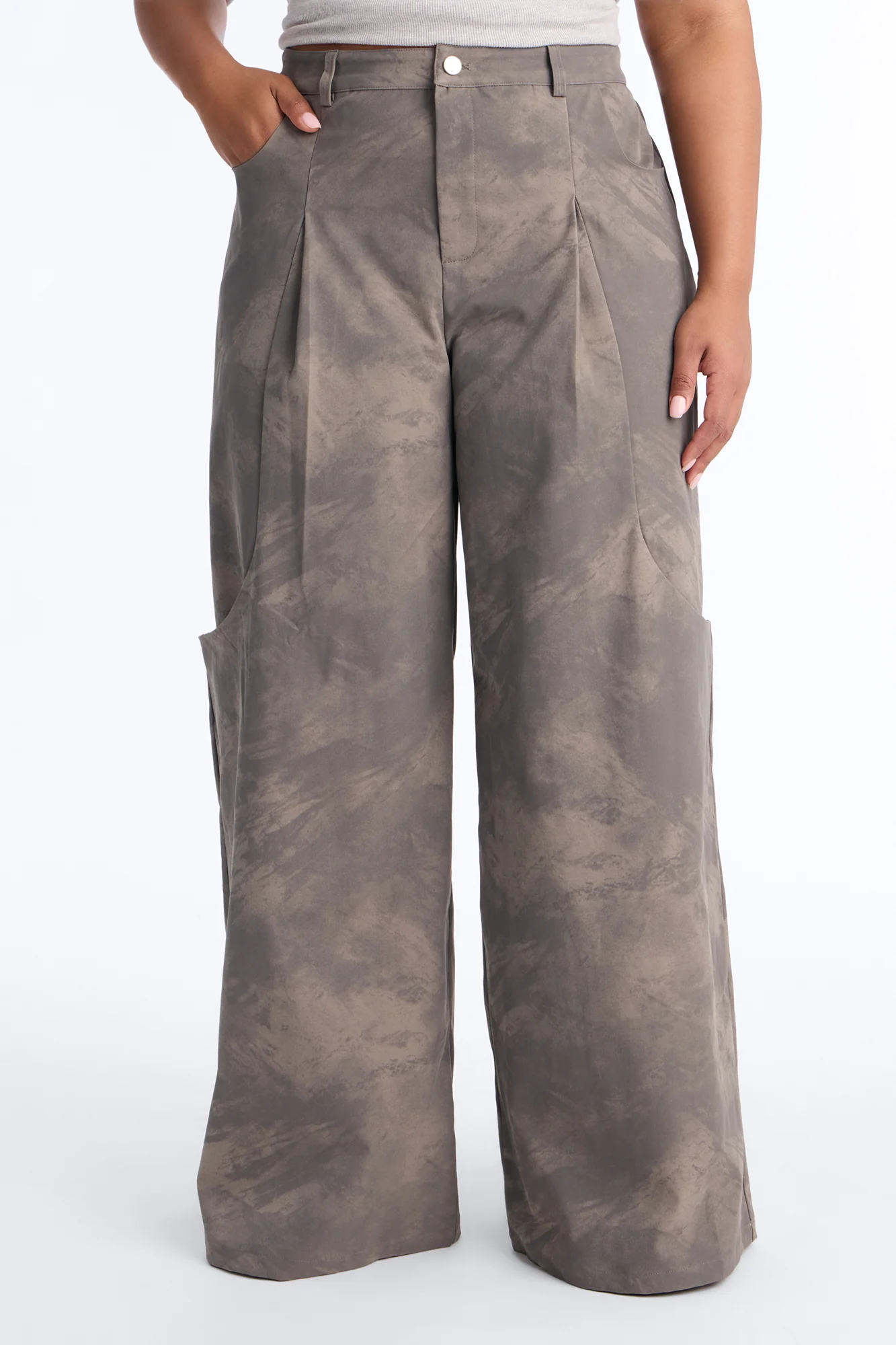 Soraya Wide Leg Pleated Pant - Grey - Image 6
