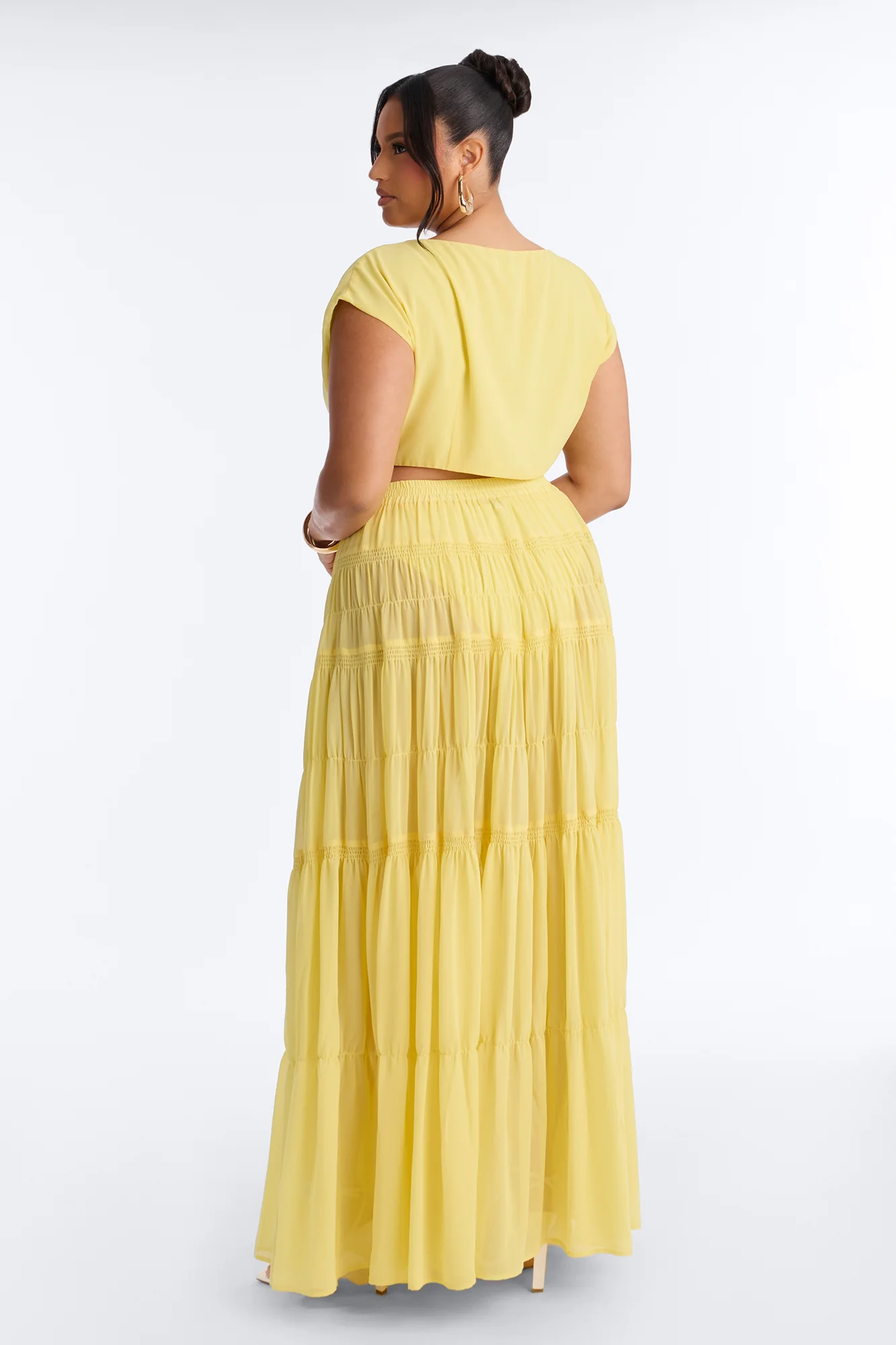 Sorrento Summer Chiffon Maxi Skirt Set - Yellow - Image 8