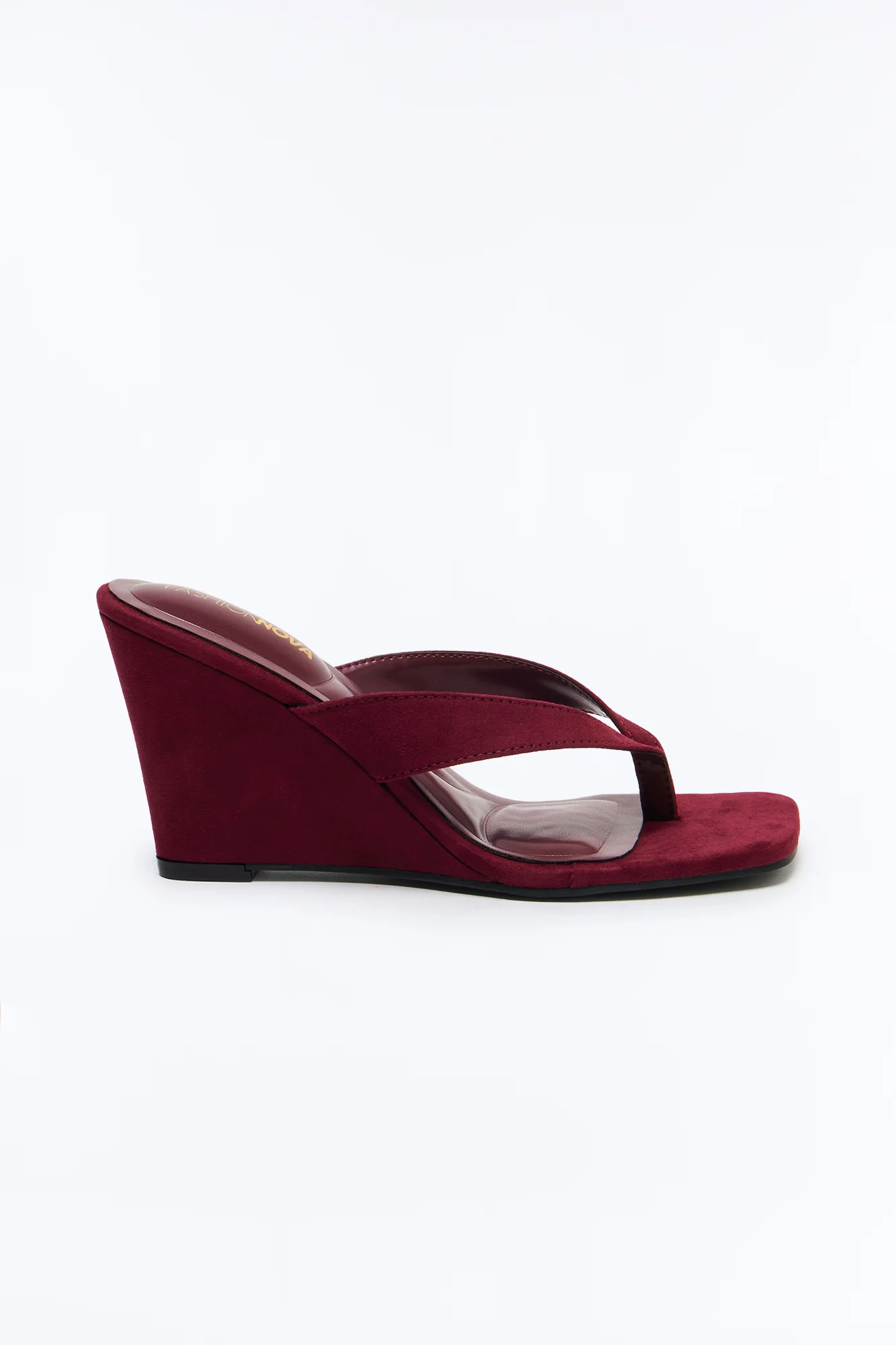 Sosa Suede Thong Wedges - Burgundy