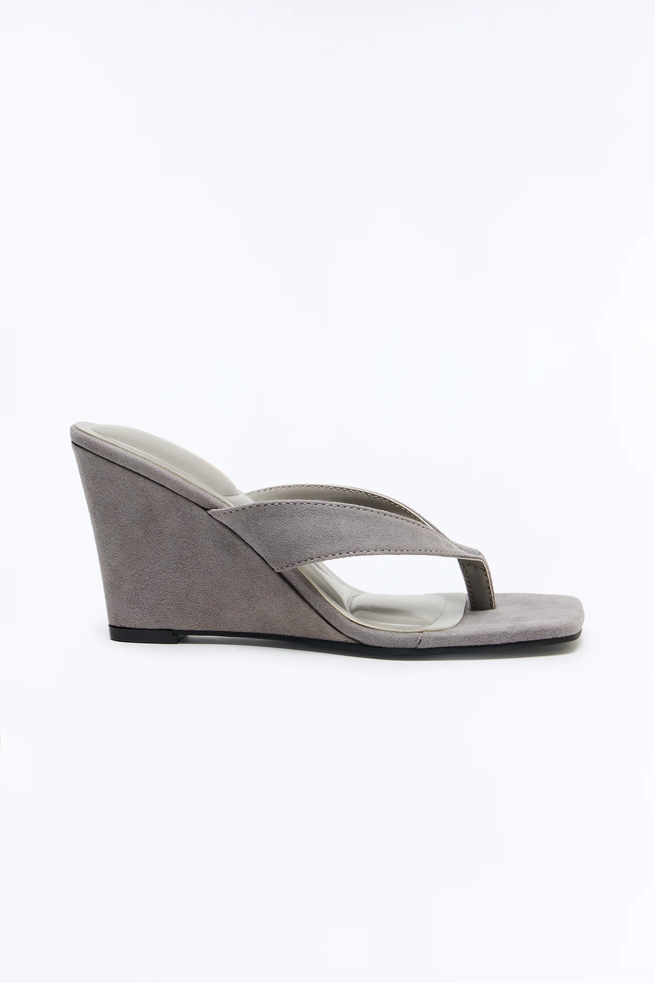 Sosa Suede Thong Wedges - Grey