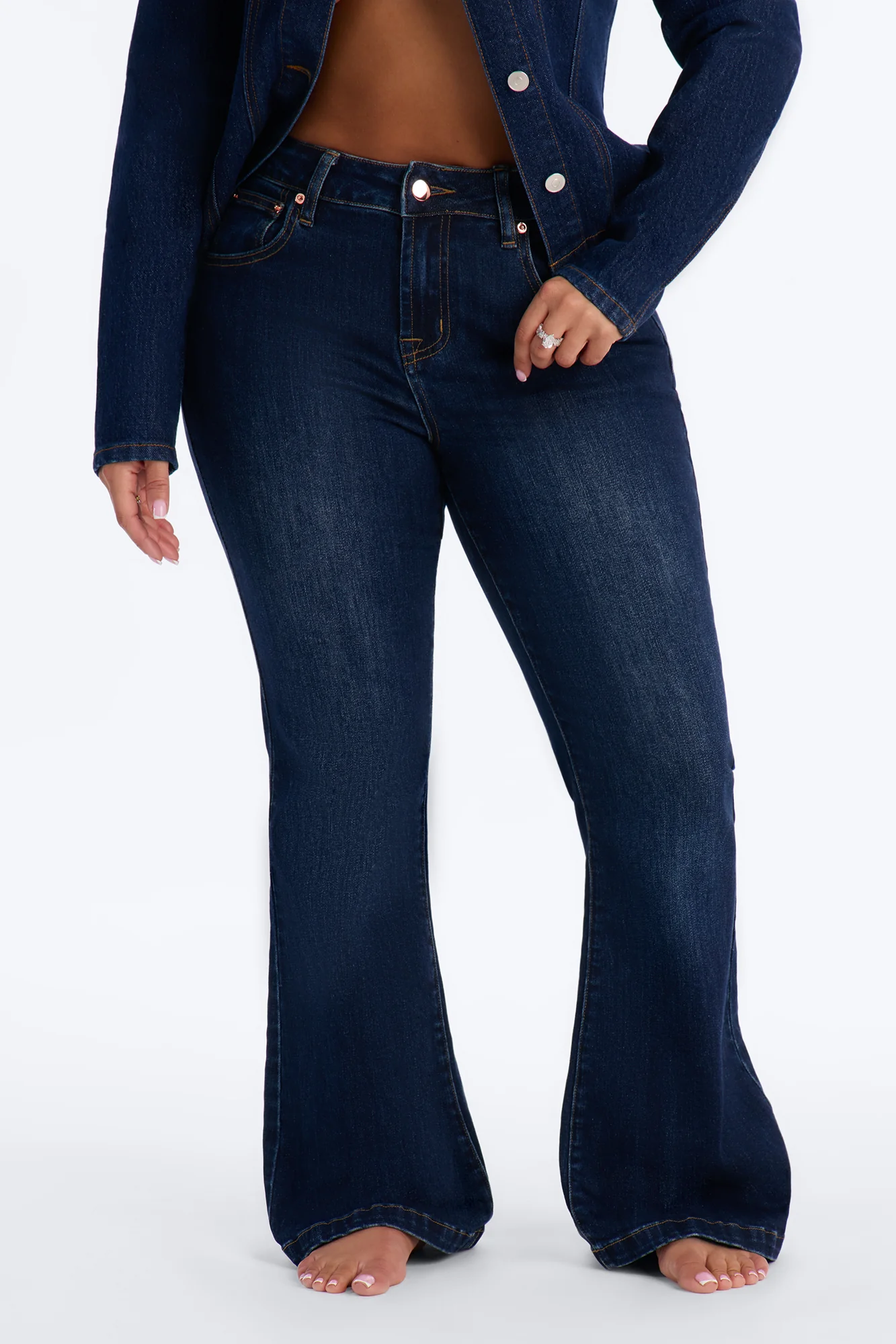 Soulful Stretch Flare Leg Jeans - Dark Wash - Image 2