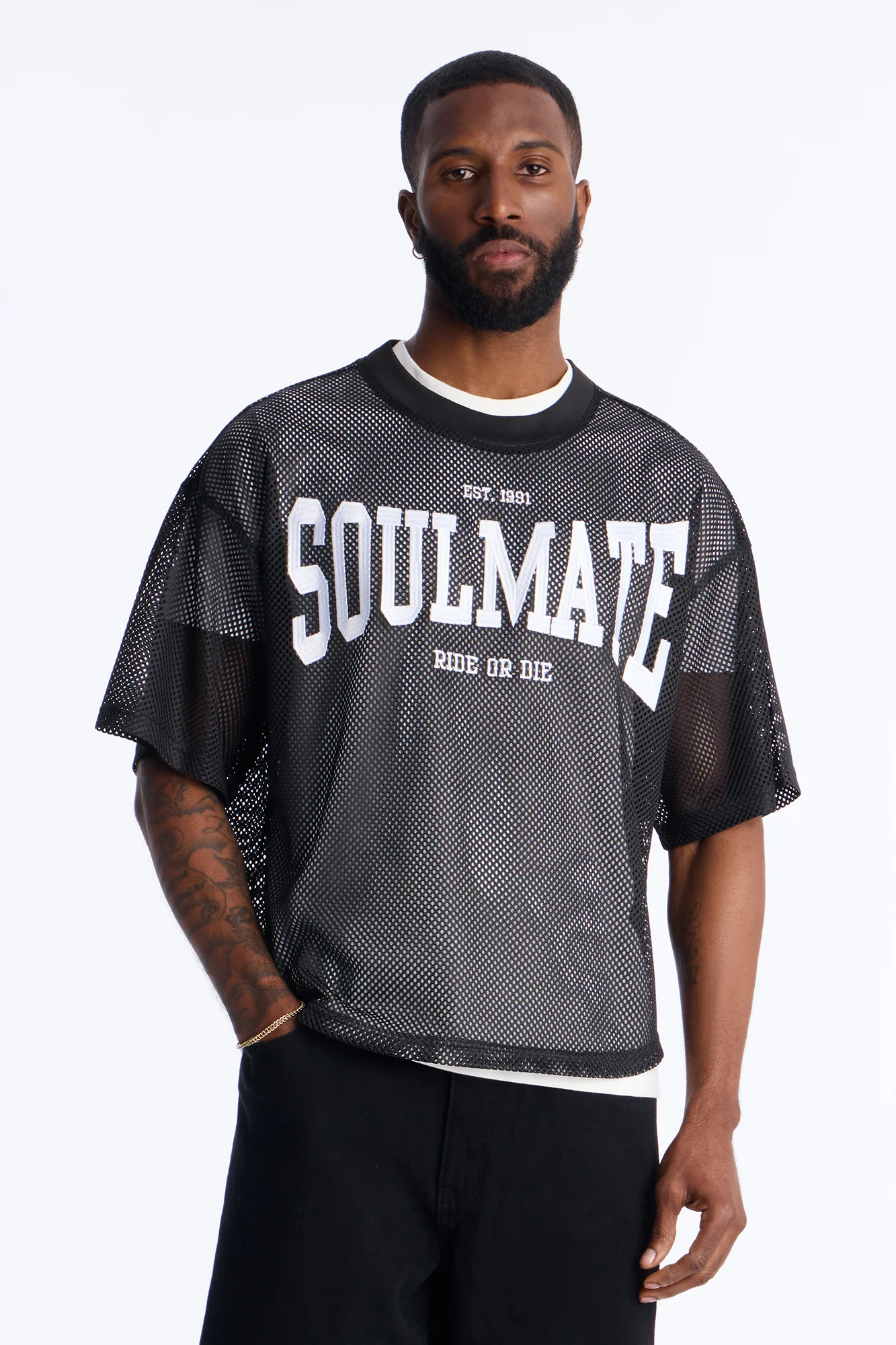 Soulmate Open Hole Mesh Top - Black
