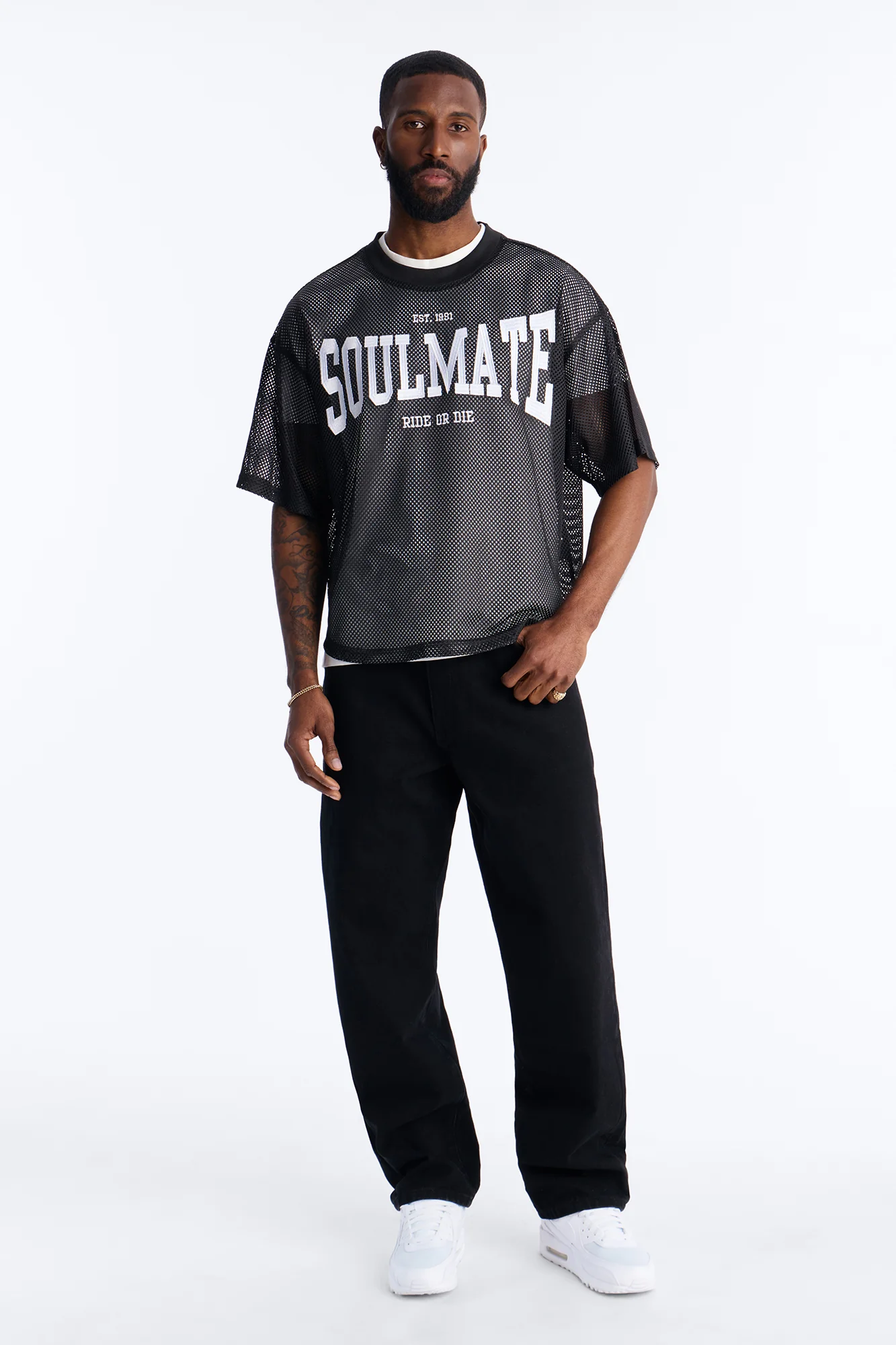 Soulmate Open Hole Mesh Top - Black - Image 2