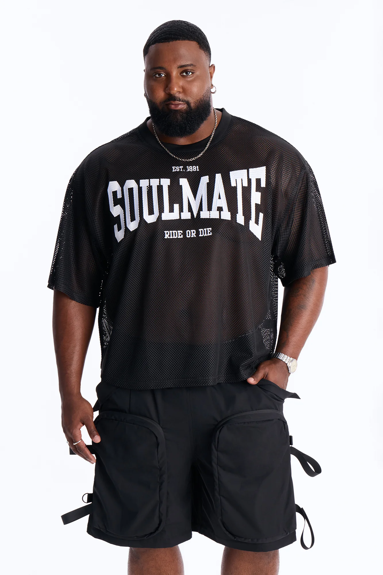 Soulmate Open Hole Mesh Top - Black - Image 5