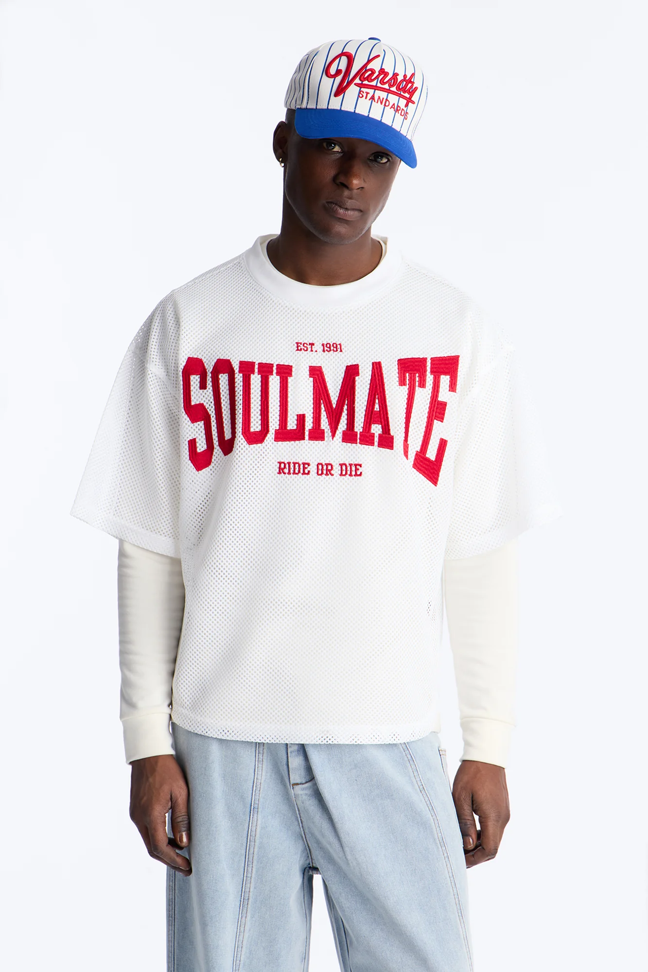 Soulmate Open Hole Mesh Top - White