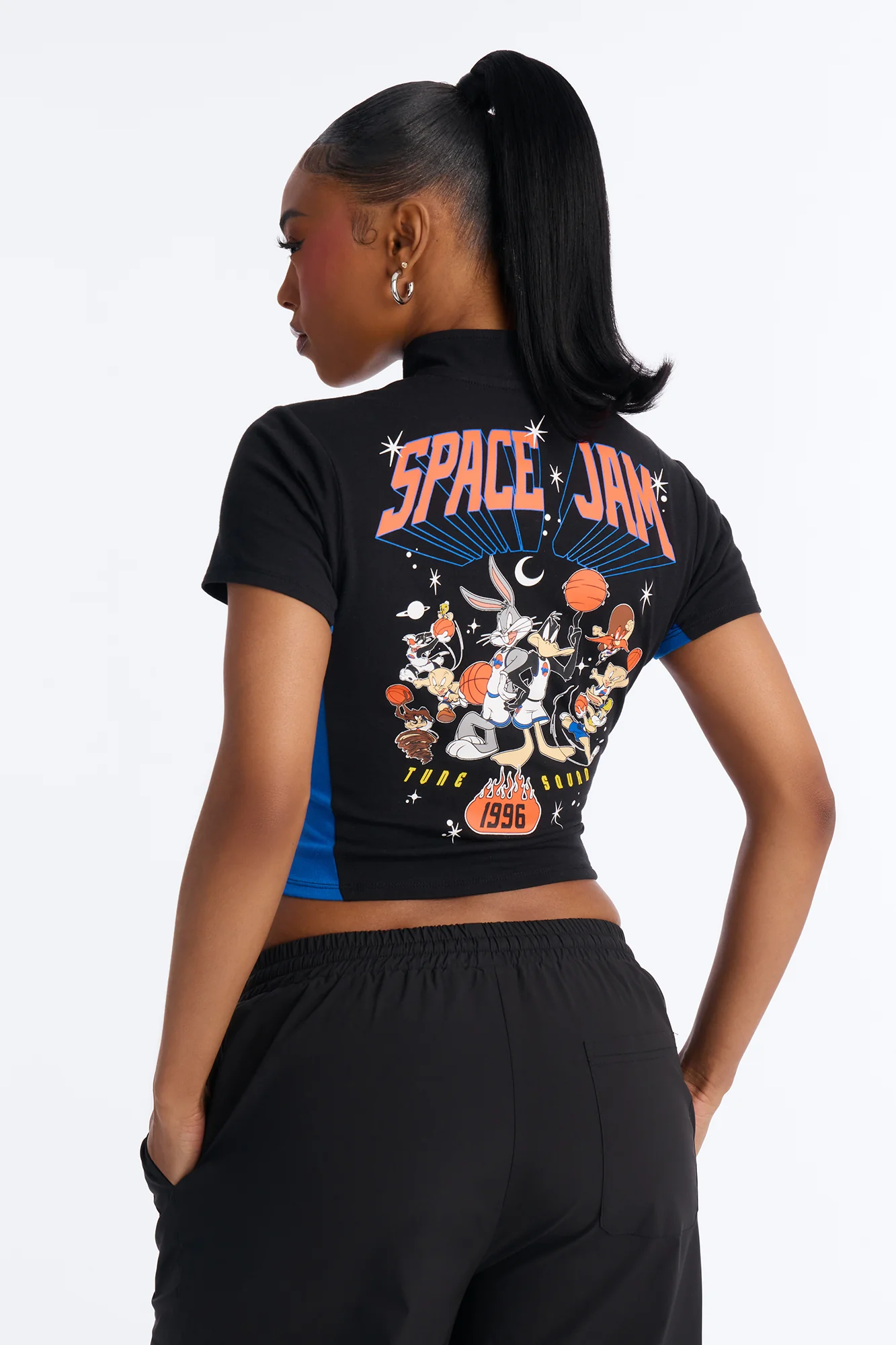 Space Jam Full Zip Fitted Top - Black - Image 3