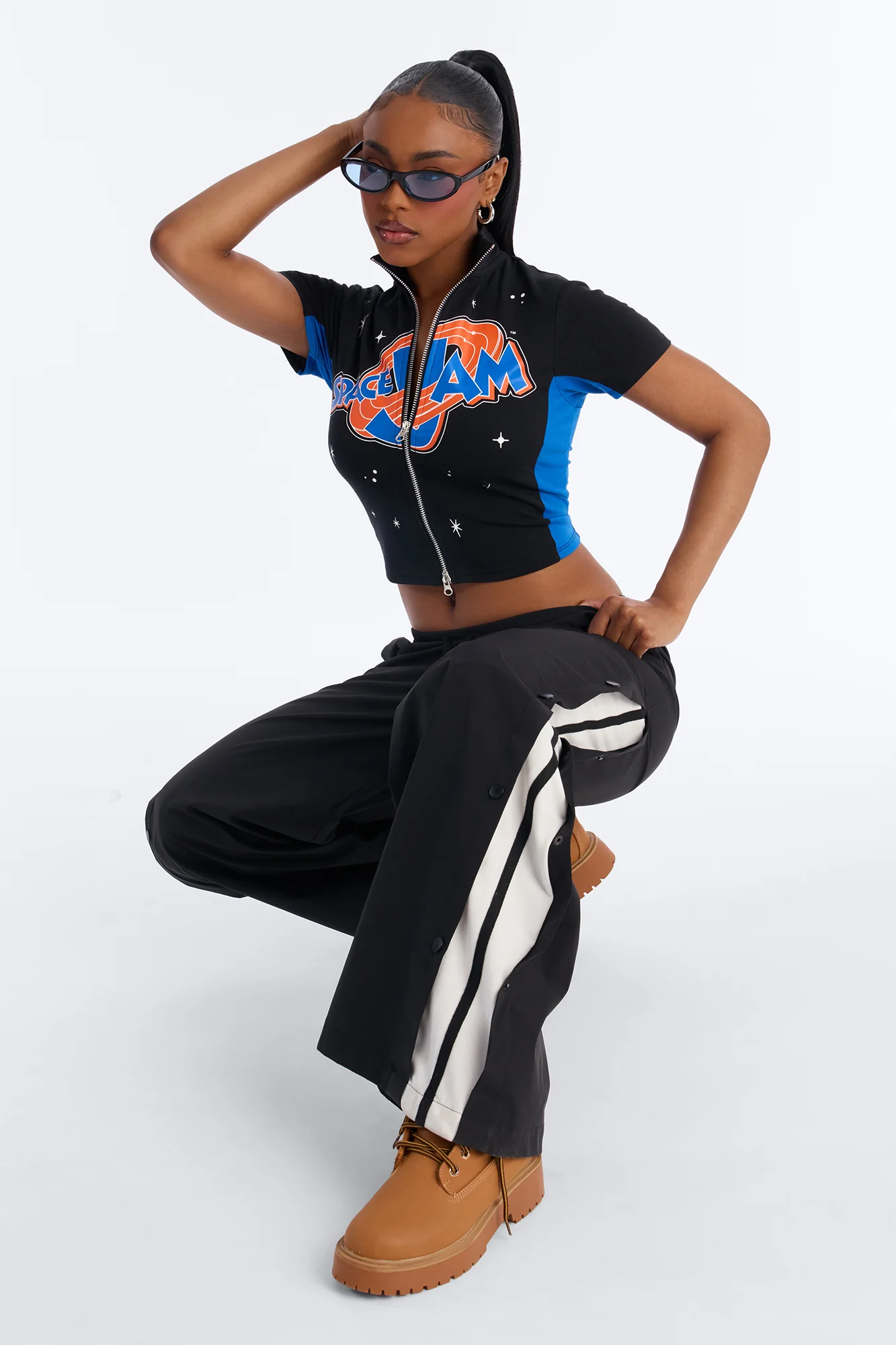 Space Jam Full Zip Fitted Top - Black - Image 4