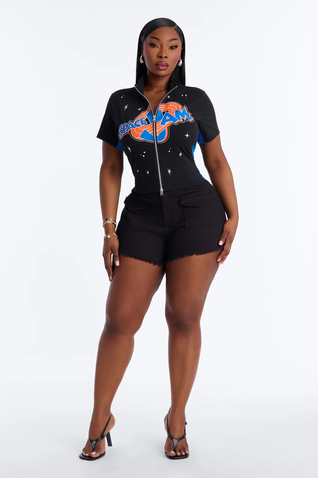 Space Jam Full Zip Fitted Top - Black - Image 8