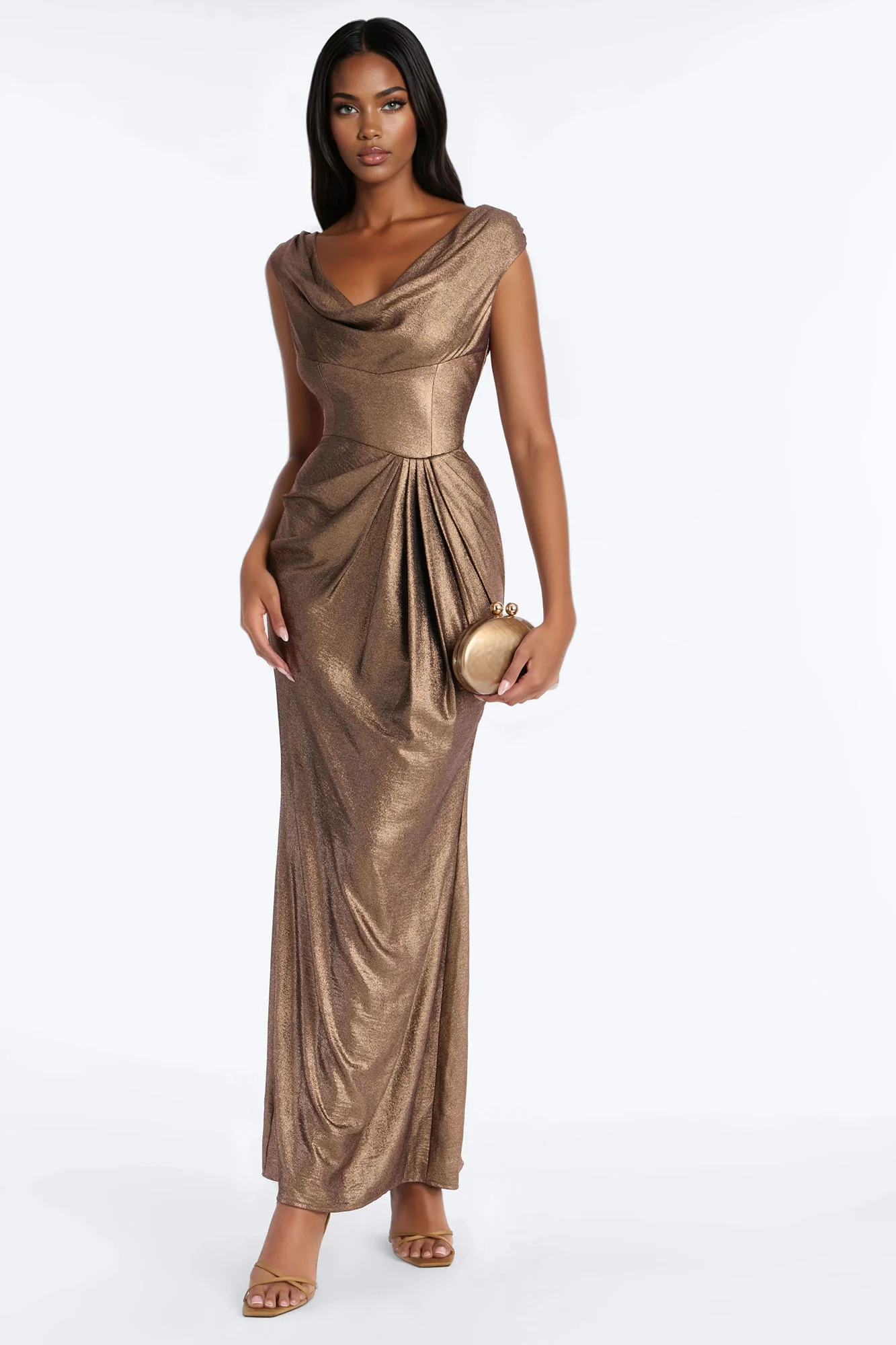 Special Affair Metallic Gown - Bronze