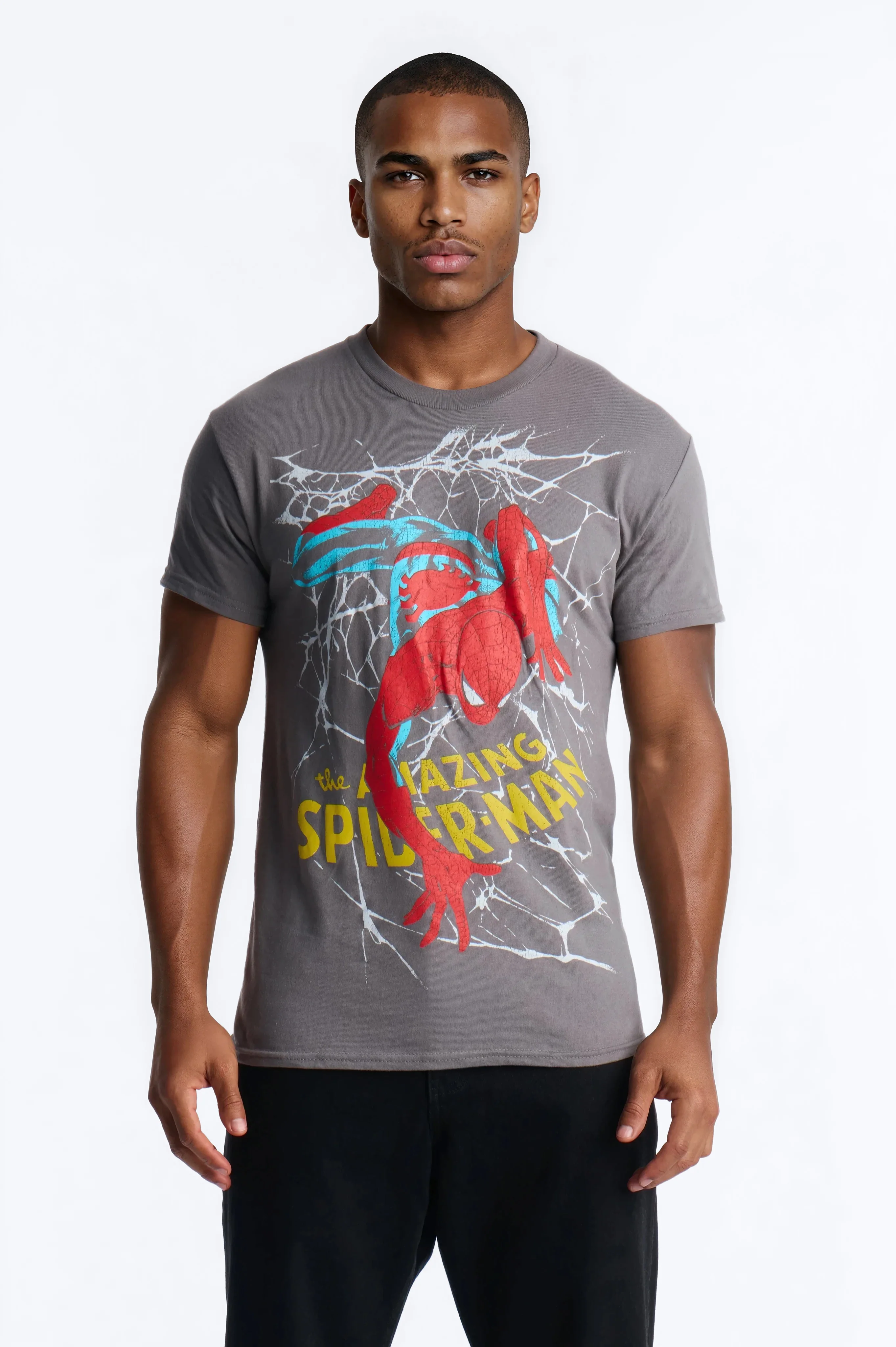 Spider Man Climbing Through Short Sleeve Tee - Charcoal