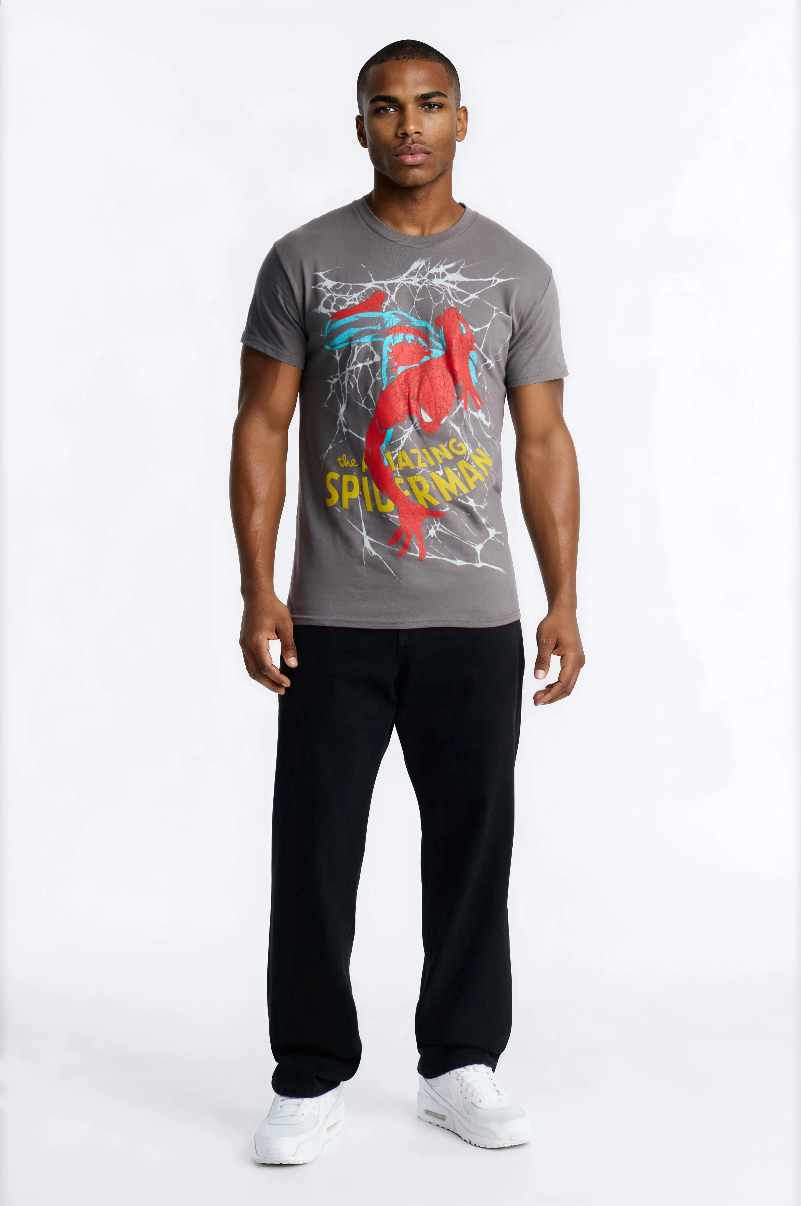 Spider Man Climbing Through Short Sleeve Tee - Charcoal - Image 2
