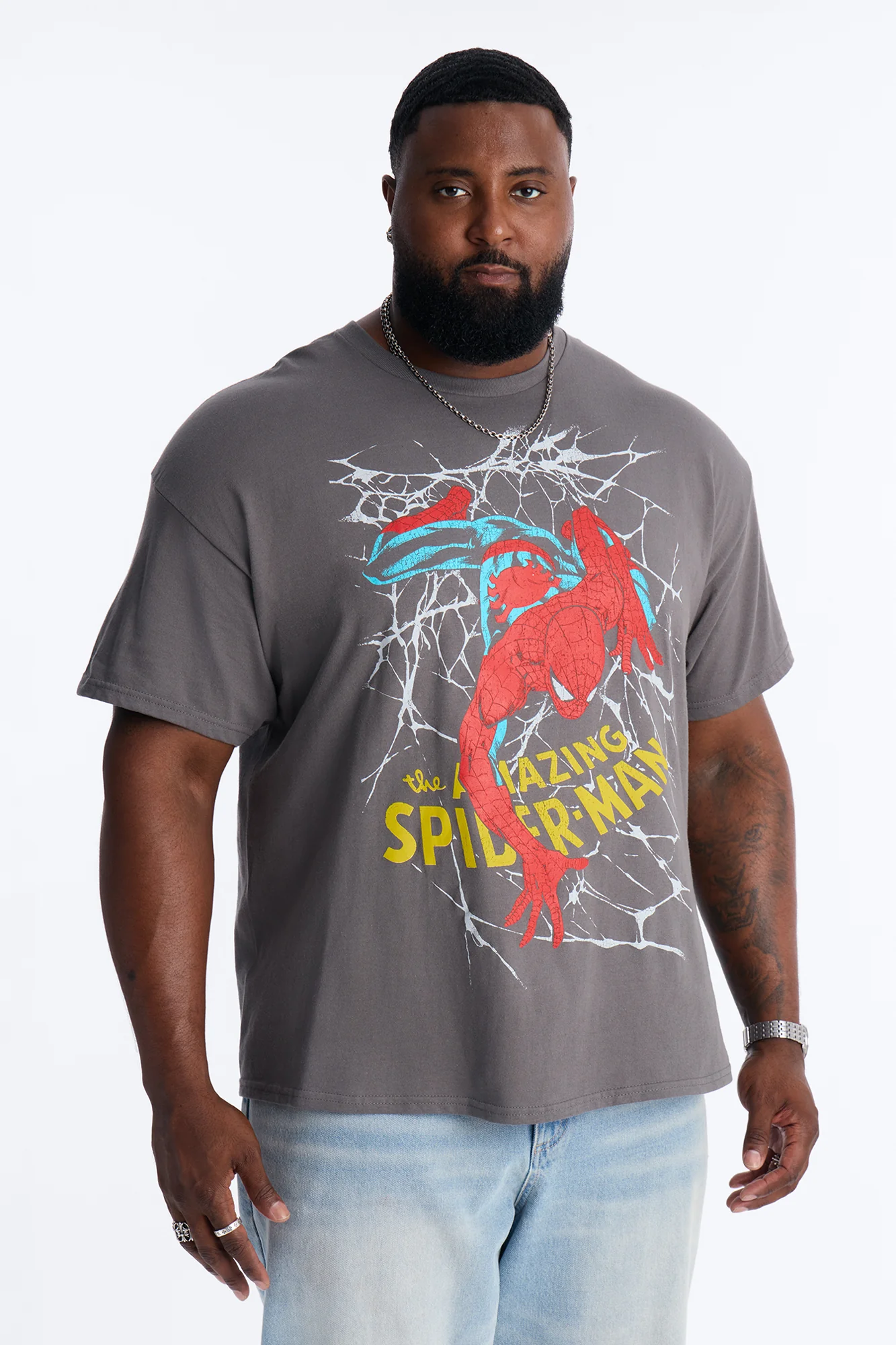 Spider Man Climbing Through Short Sleeve Tee - Charcoal - Image 3