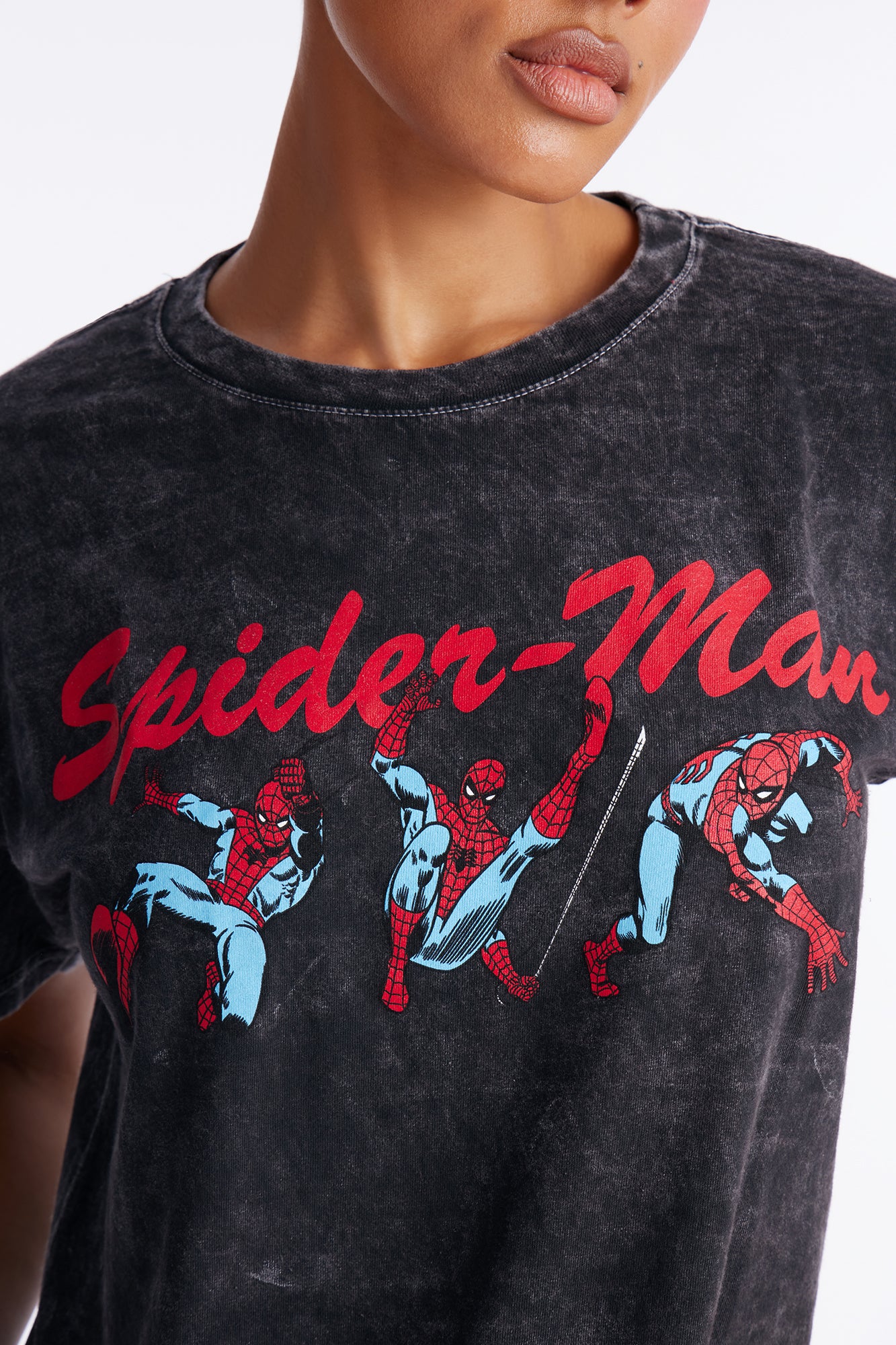 Spiderman Poses Washed Tee - Black Wash - Image 3