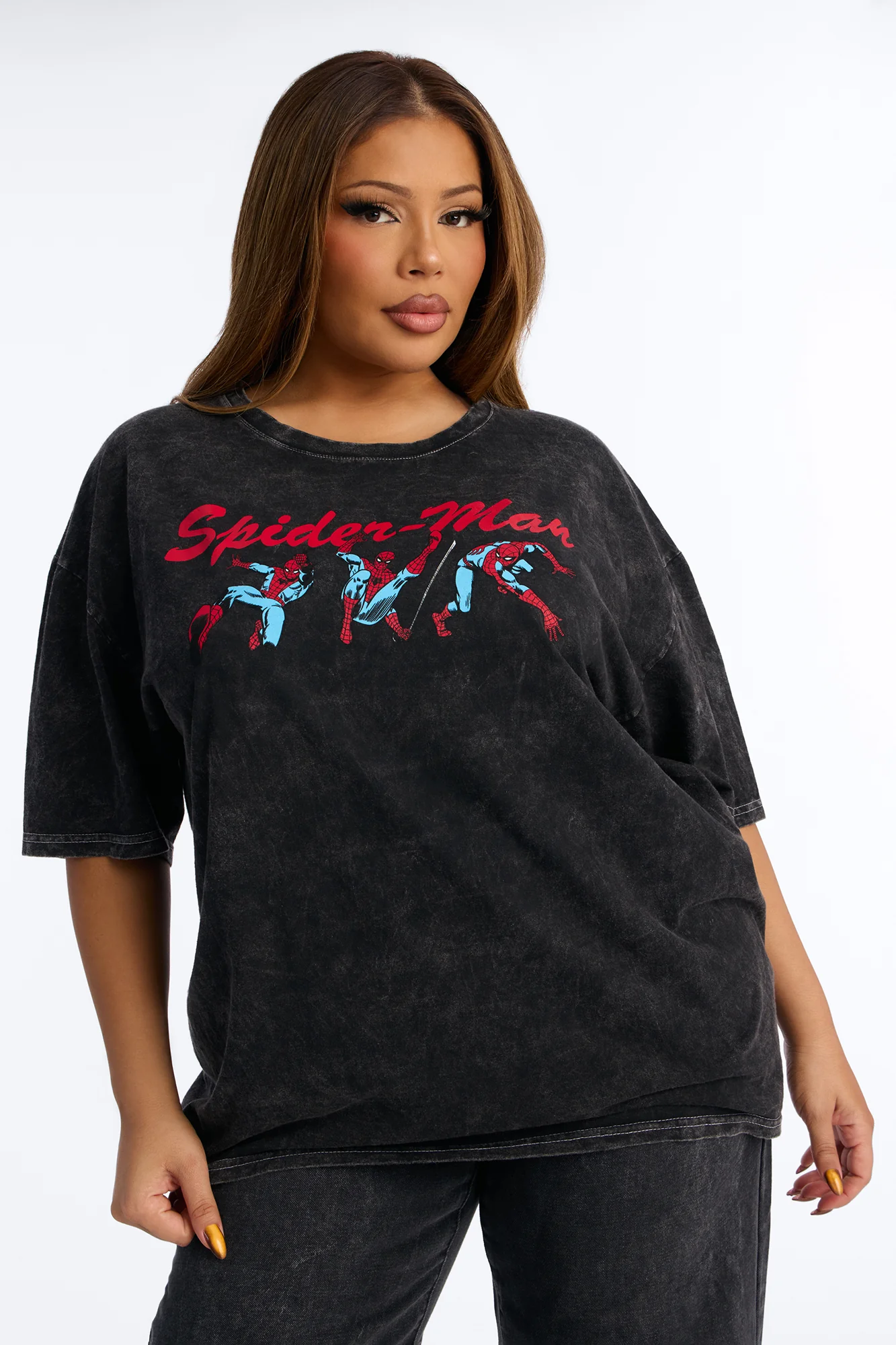 Spiderman Poses Washed Tee - Black Wash - Image 5