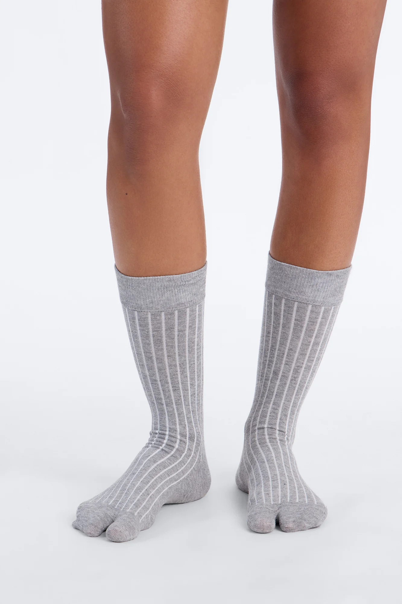 Split Toe Tabi Crew Socks - Grey