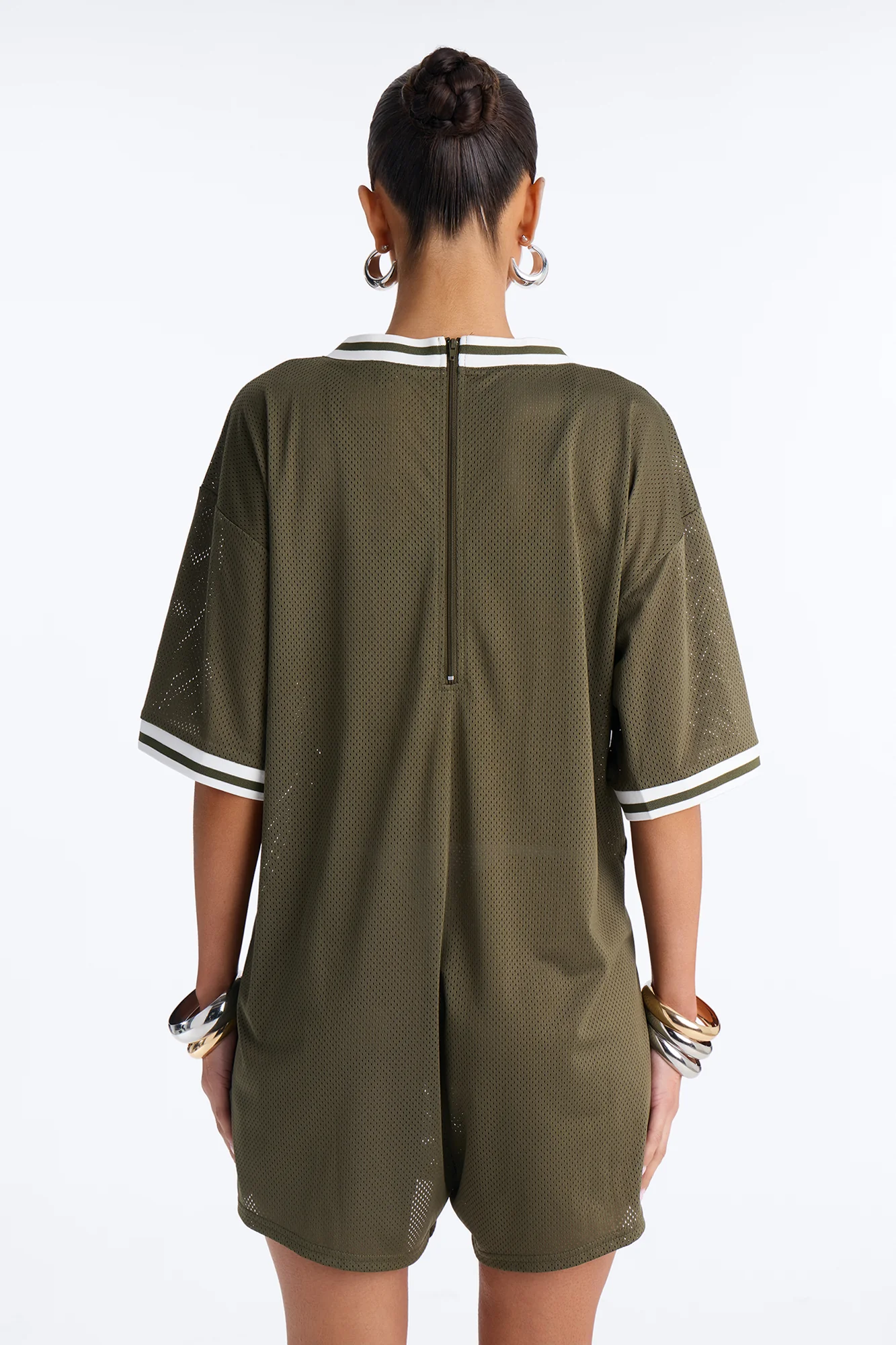 Sport Mode Jersey Mesh Romper - Olive - Image 4
