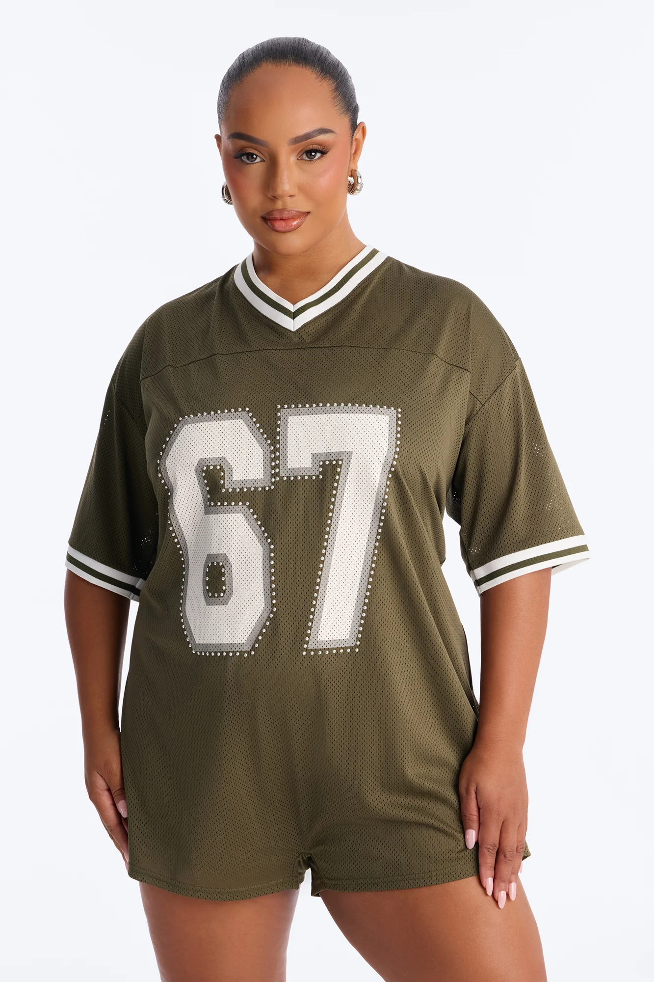Sport Mode Jersey Mesh Romper - Olive - Image 5