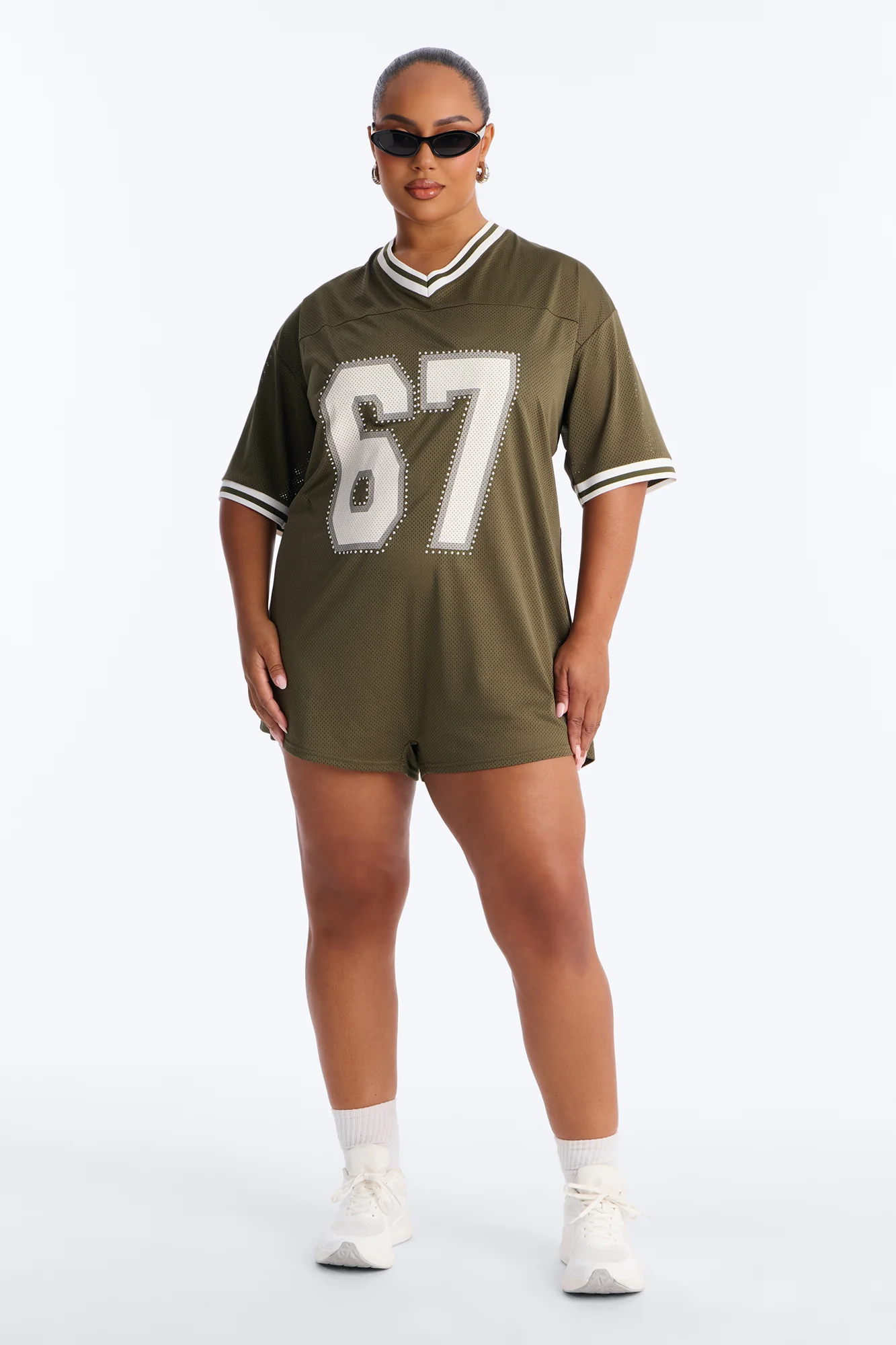 Sport Mode Jersey Mesh Romper - Olive - Image 6