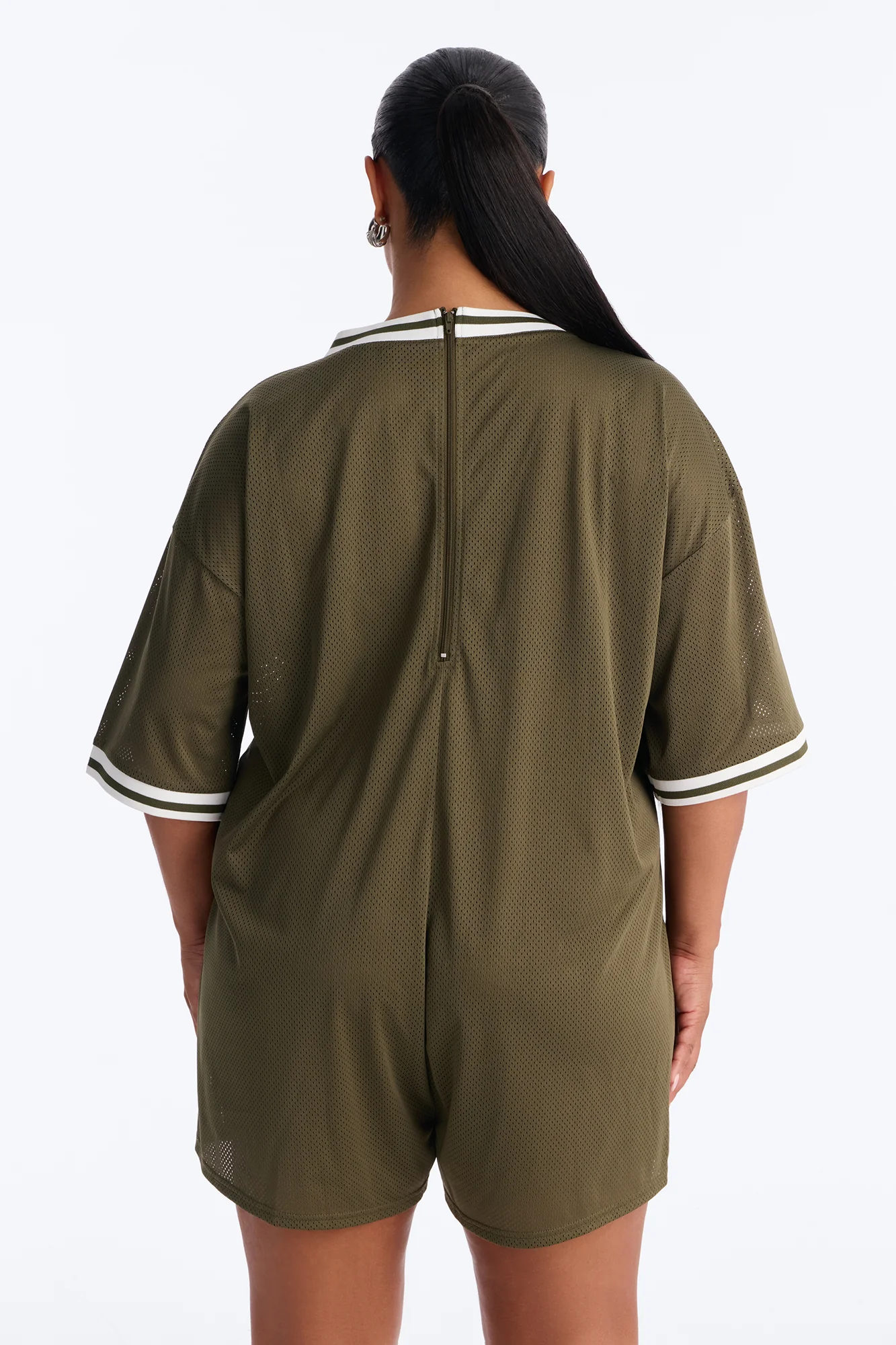 Sport Mode Jersey Mesh Romper - Olive - Image 8