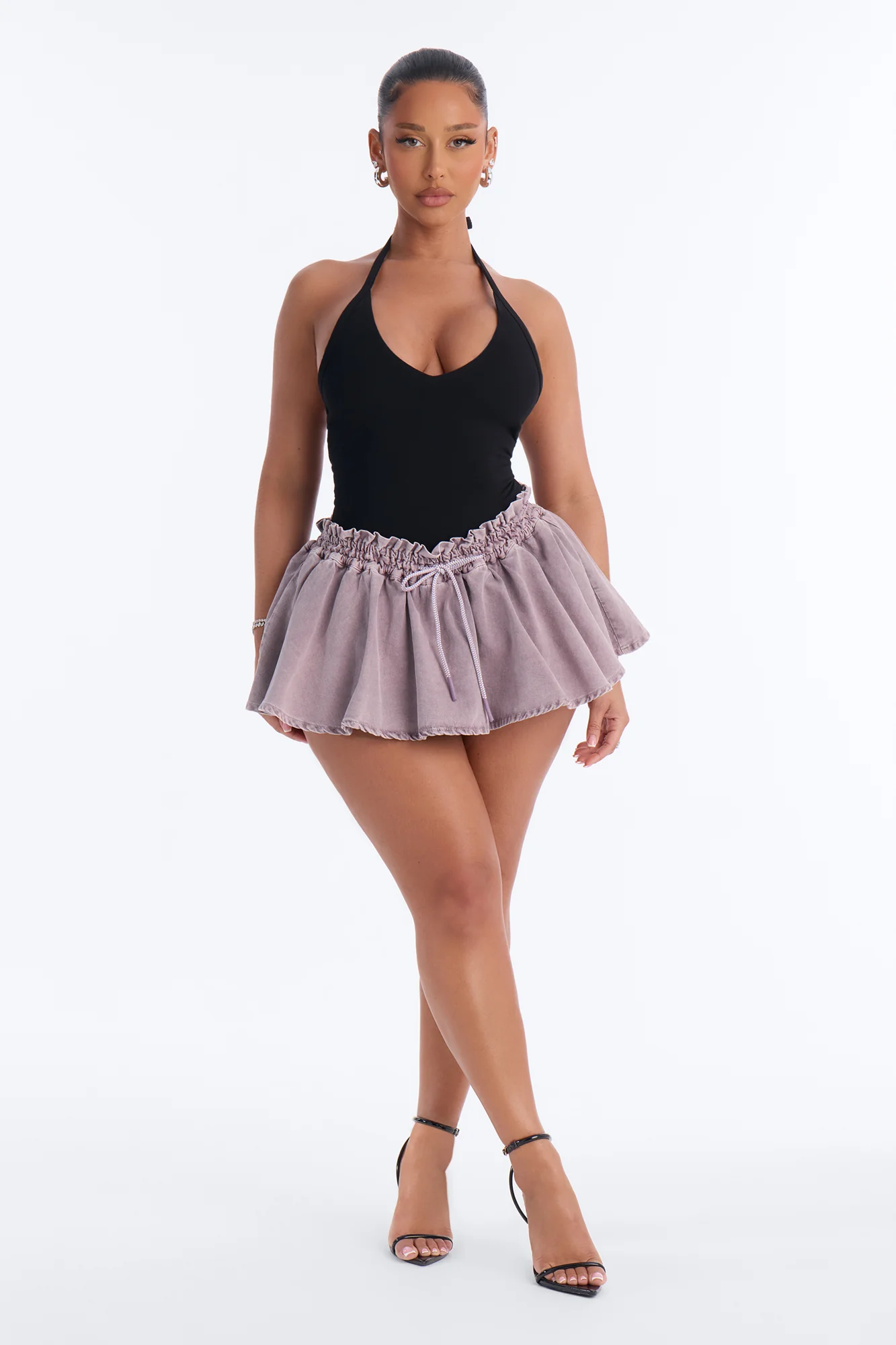 Sport Mode Washed Twill Micro Mini Skort - Purple
