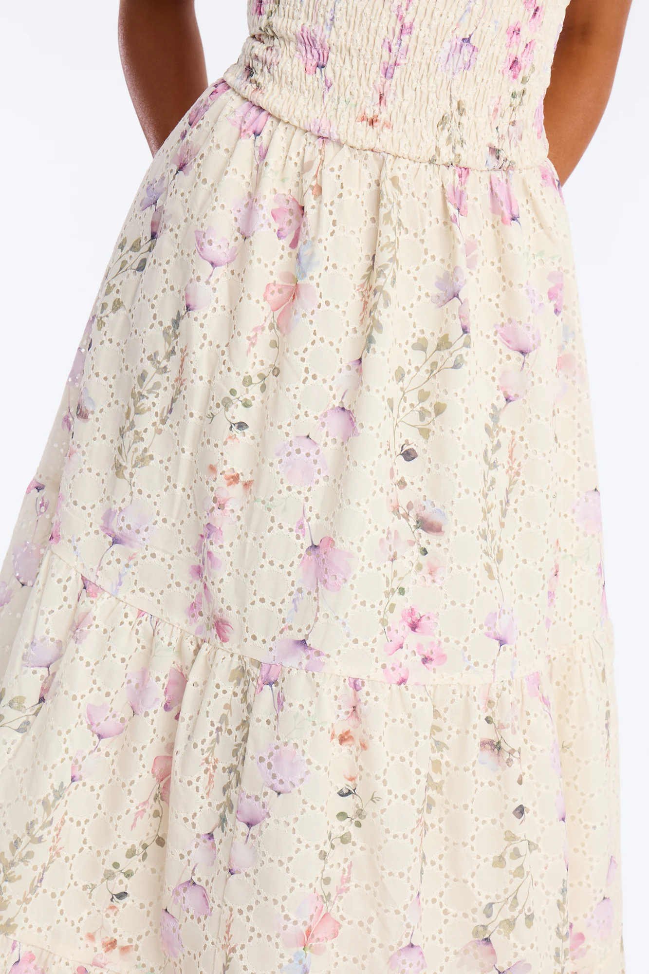 Spring Bloom Smocked Eyelet Maxi Dress - Cream/combo - Image 3