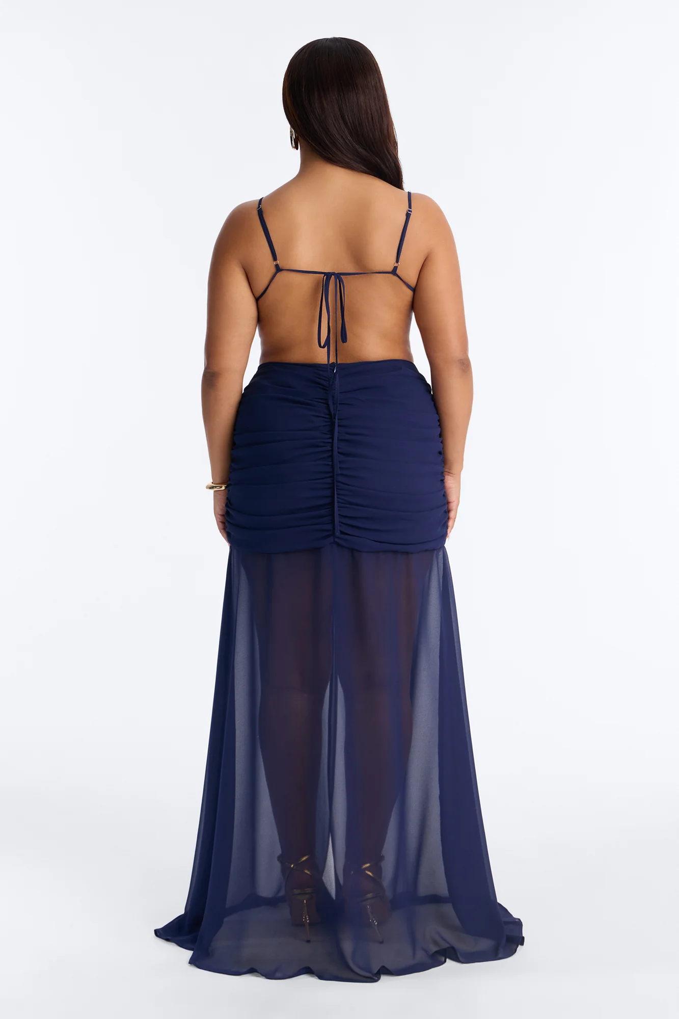 Spring Breeze Chiffon Maxi Dress - Navy - Image 8