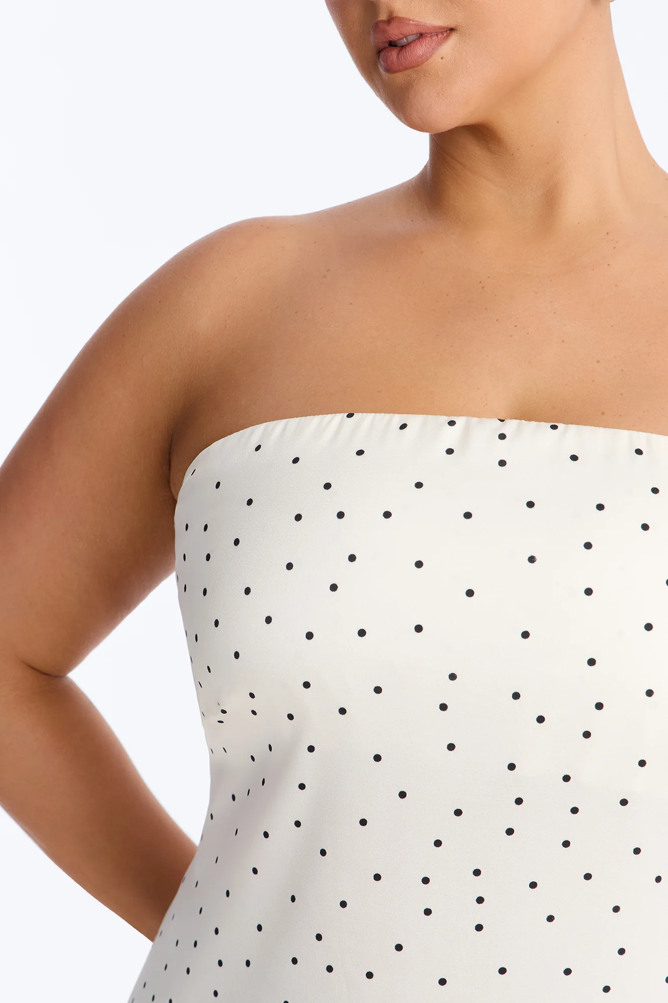 Spring Breeze Polka Dot Satin Tube Top - Cream/combo - Image 7