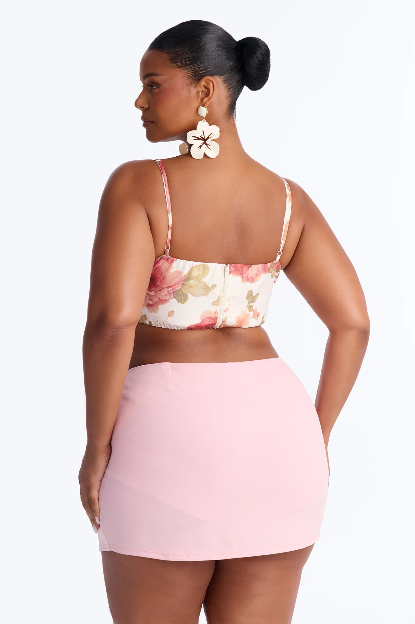 Spring Chic Tie Front Floral Bralette Top - Cream/combo - Image 8