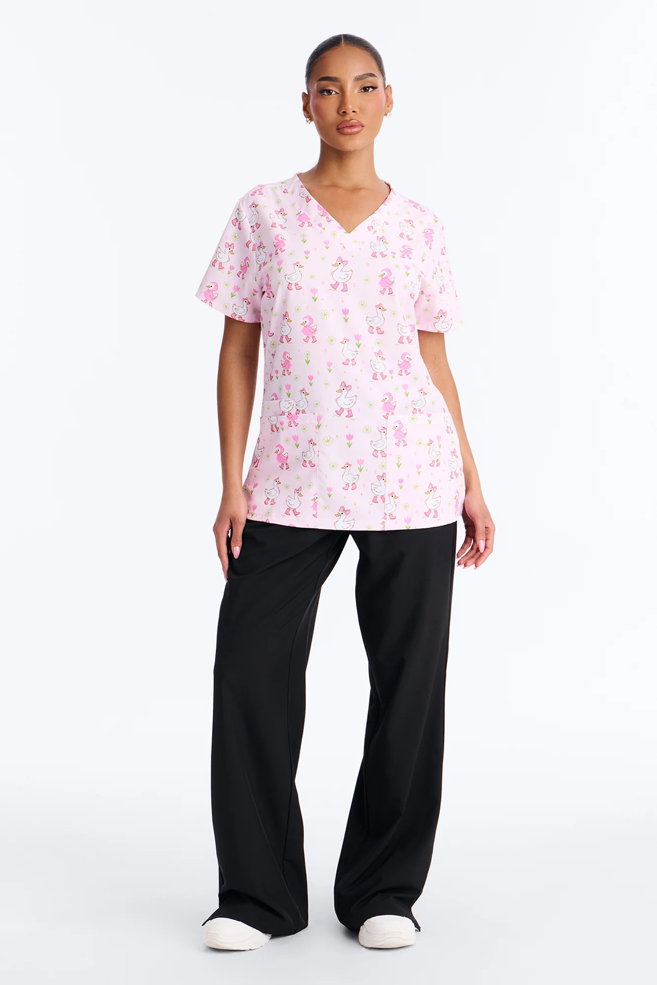 Spring Duckling Scrub Top - Pink/combo - Image 2
