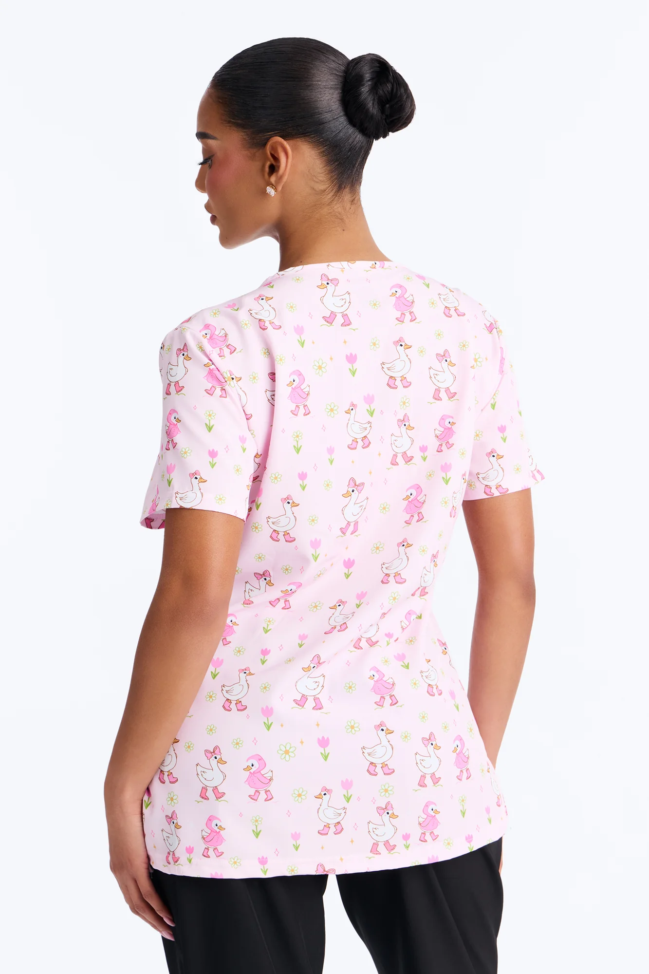 Spring Duckling Scrub Top - Pink/combo - Image 3
