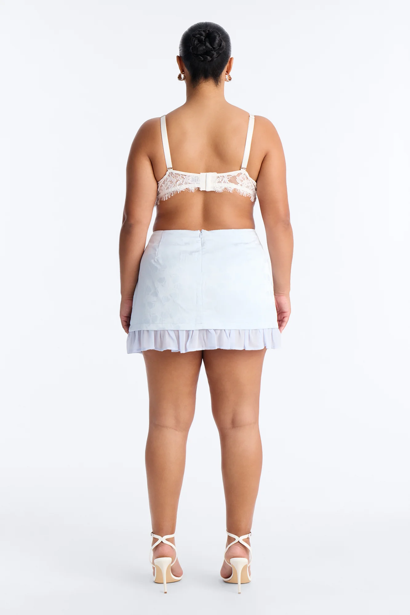 Spring Floral Jacquard Mini Skirt - Light Blue - Image 6