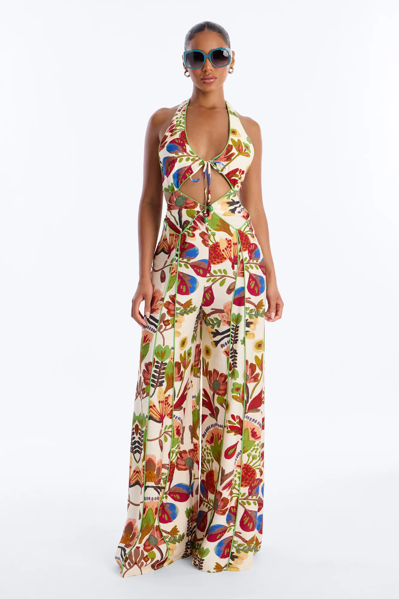 Spring Getaway Wide Leg Jumpsuit - Multi Color