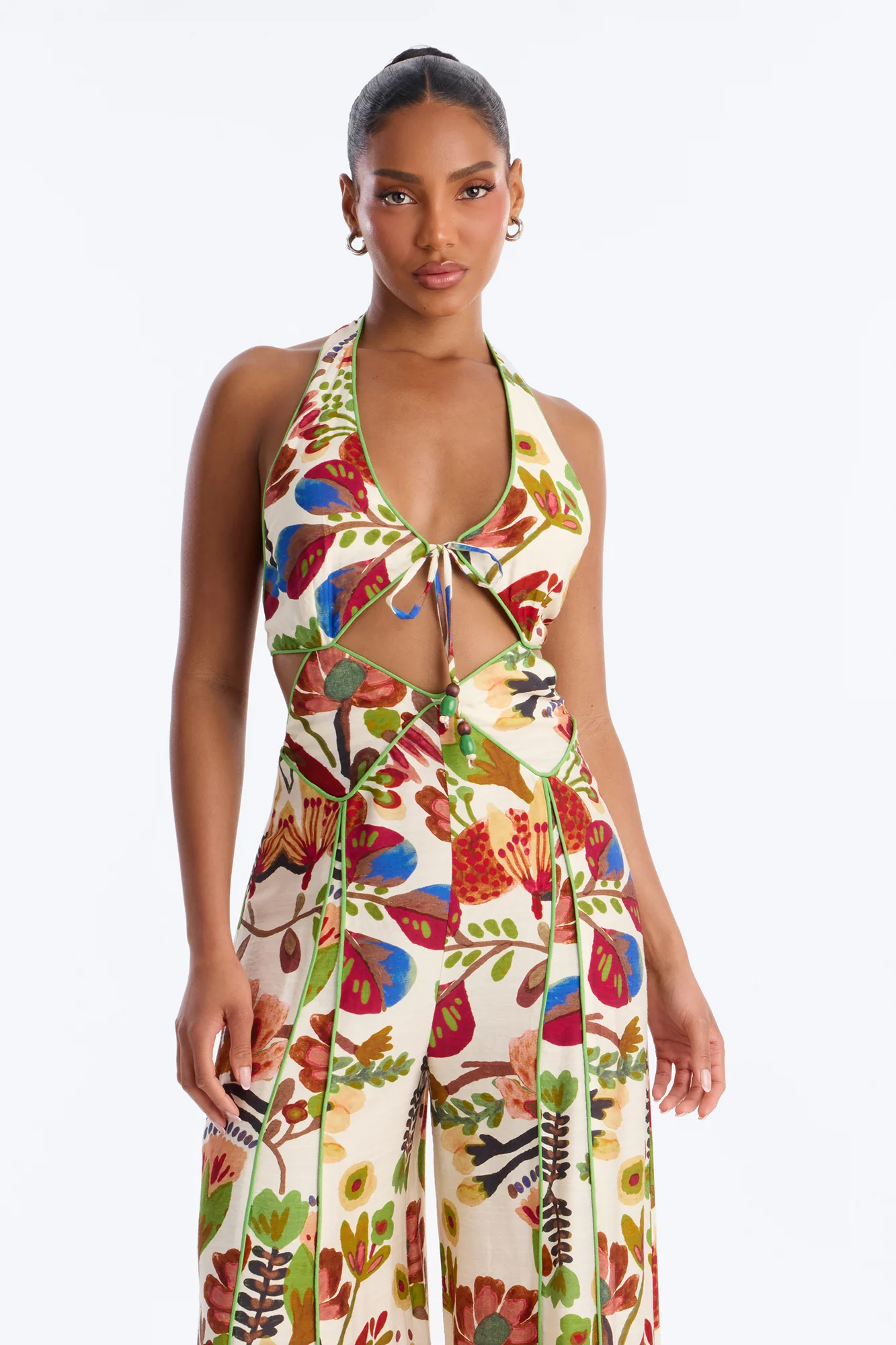 Spring Getaway Wide Leg Jumpsuit - Multi Color - Image 2