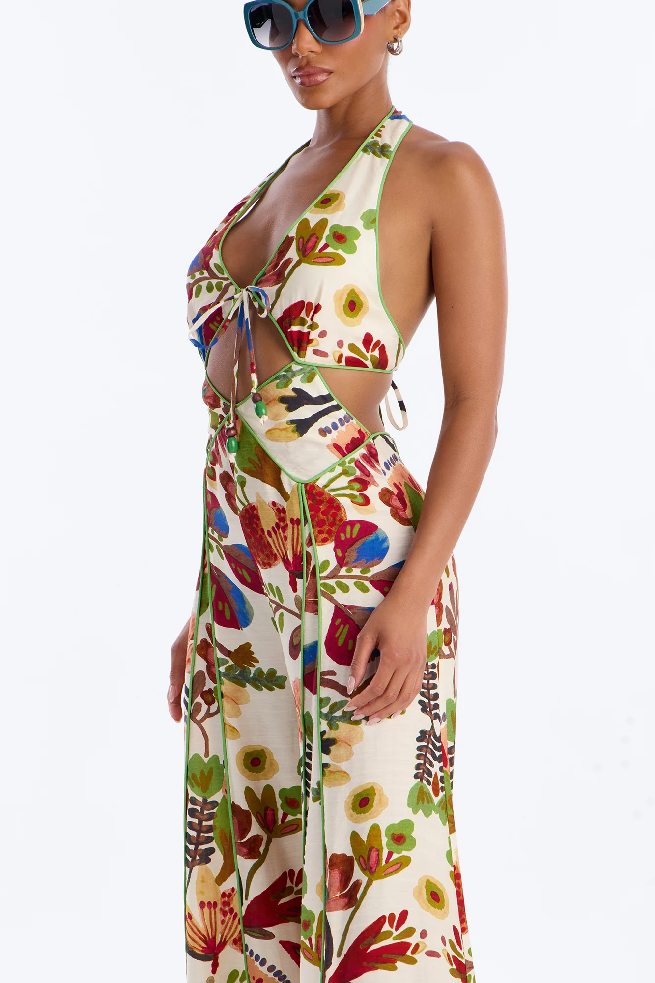 Spring Getaway Wide Leg Jumpsuit - Multi Color - Image 3
