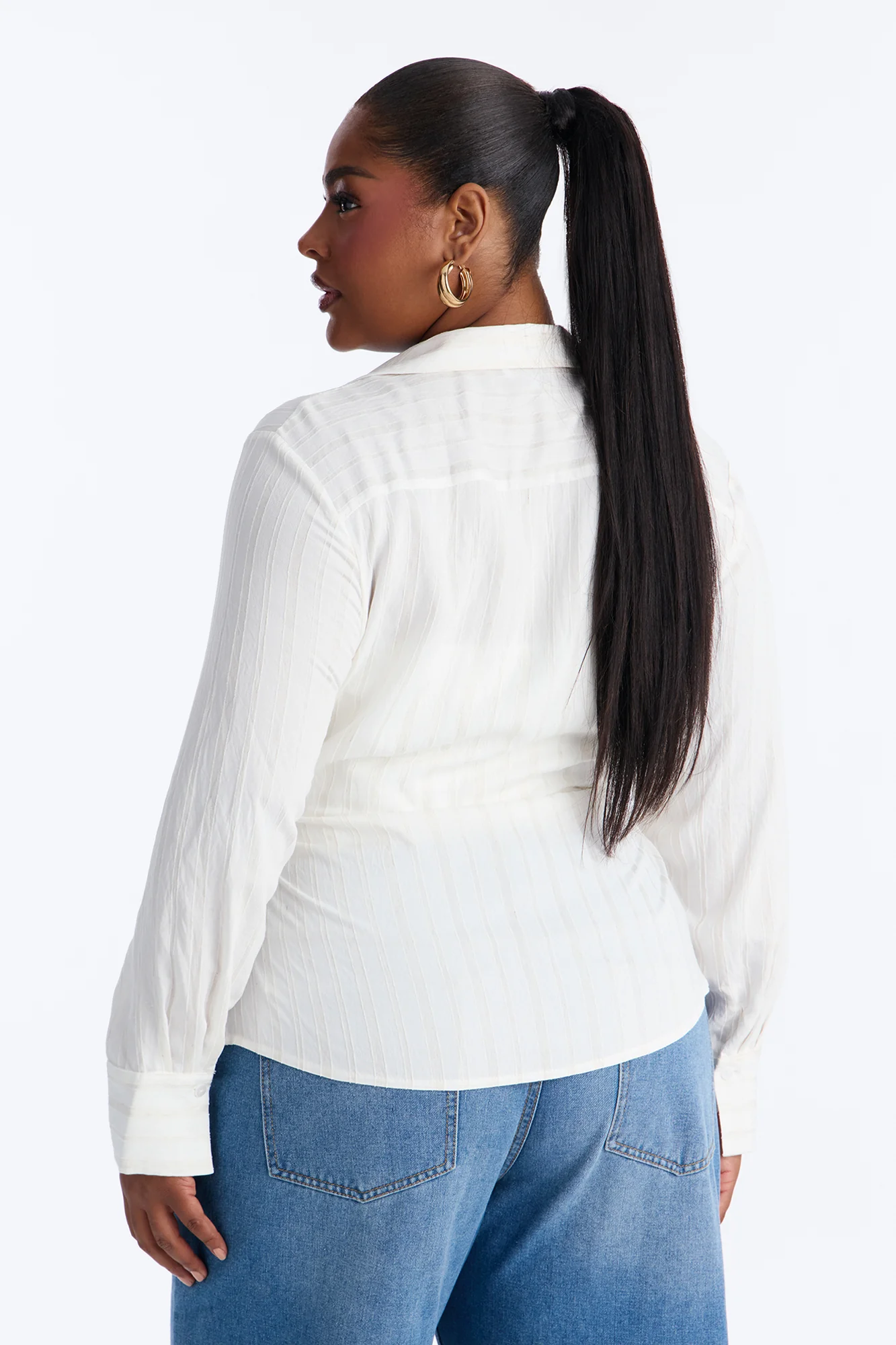 Spring Walks Ruched Linen Shirt - White - Image 8