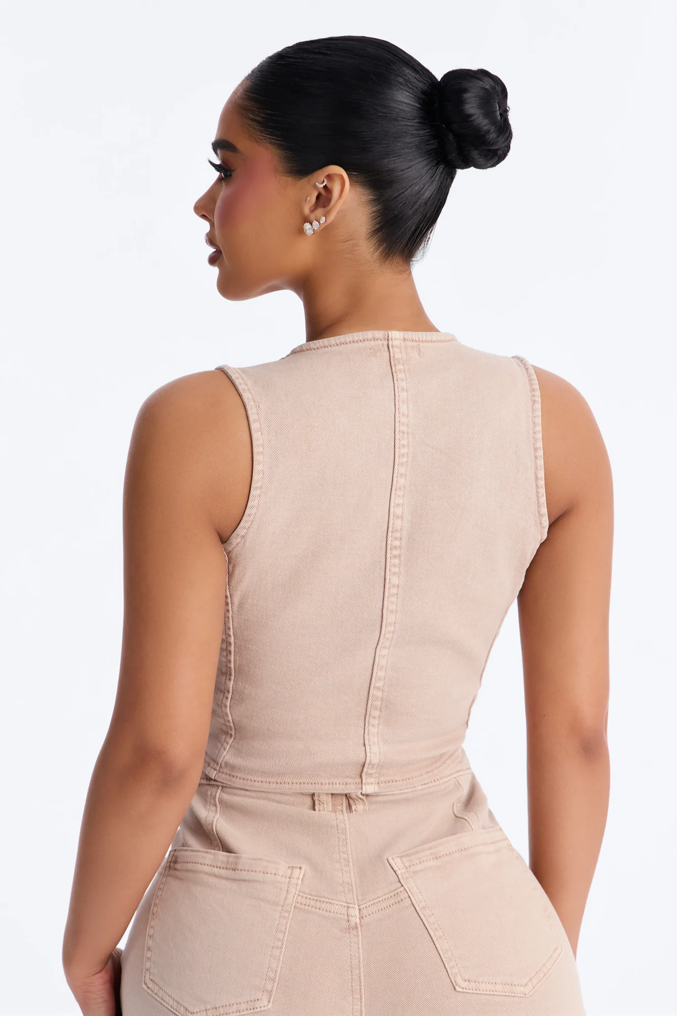 Springtide Denim Vest - Taupe - Image 3