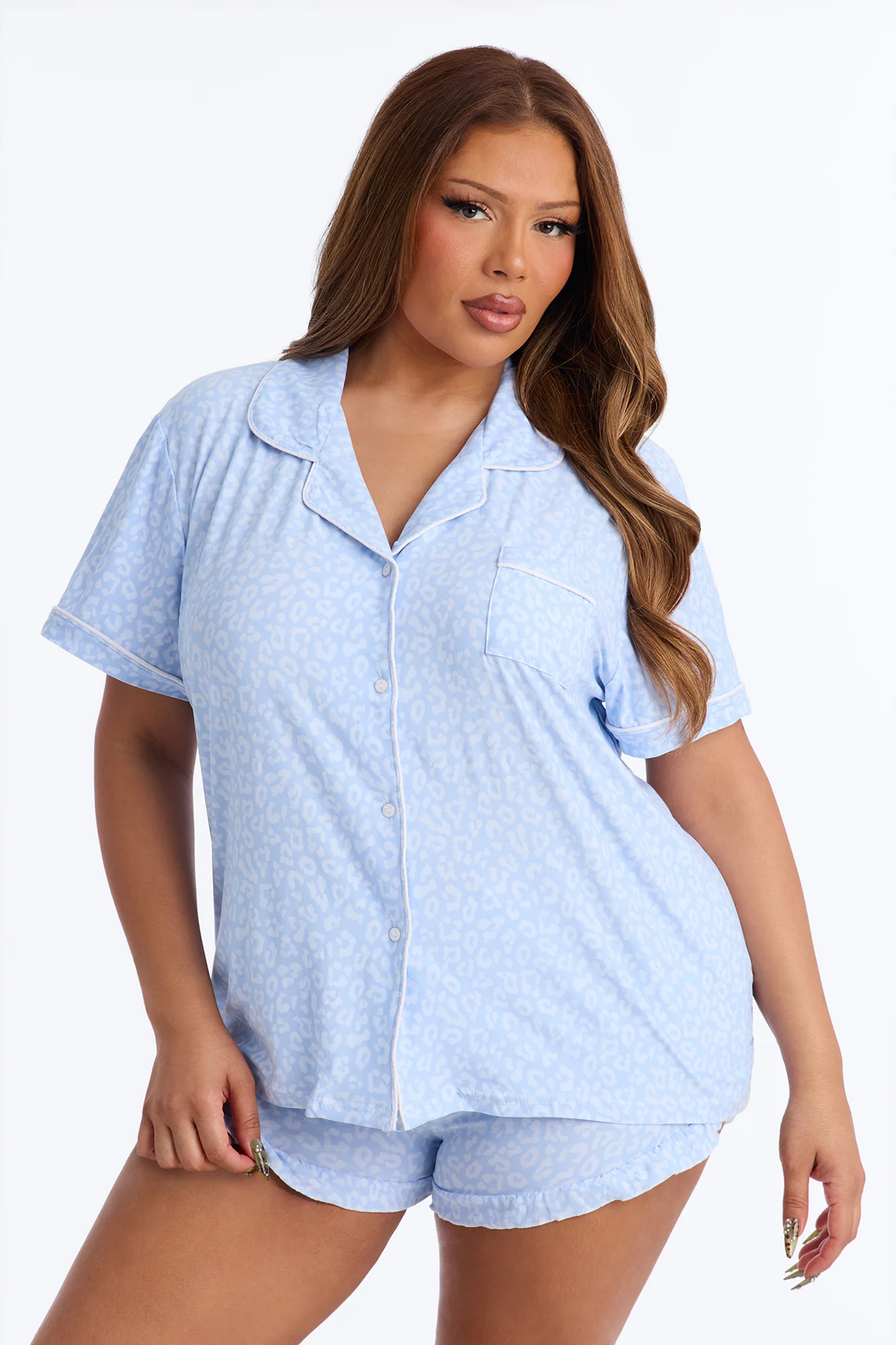 Squad Ready Notch Collar PJ Short Set - Light Blue - Image 6