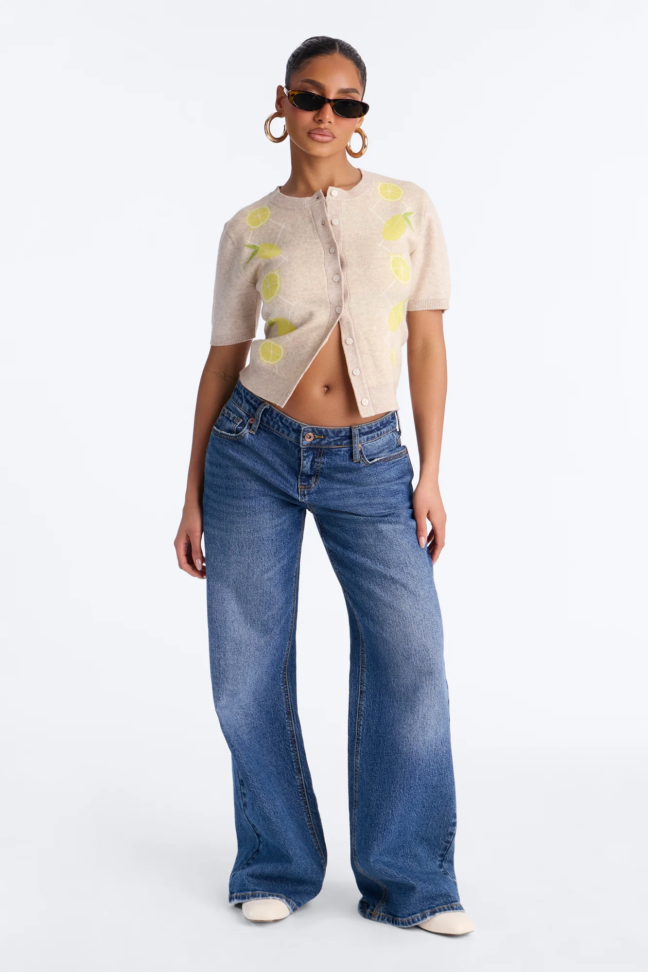 Squeeze The Day Lemon Cardigan - Taupe/combo - Image 2