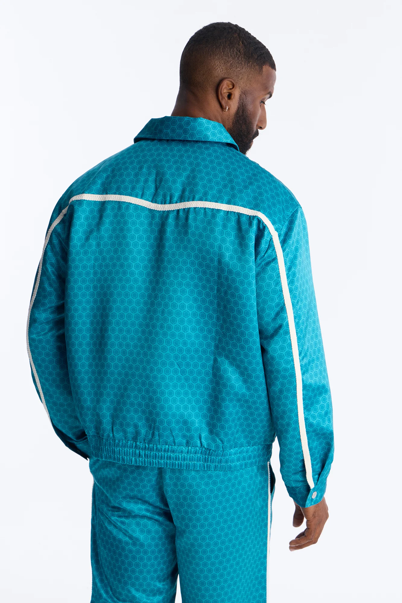 St. Tropez Motif Rope Applique Bomber Jacket - Blue - Image 4