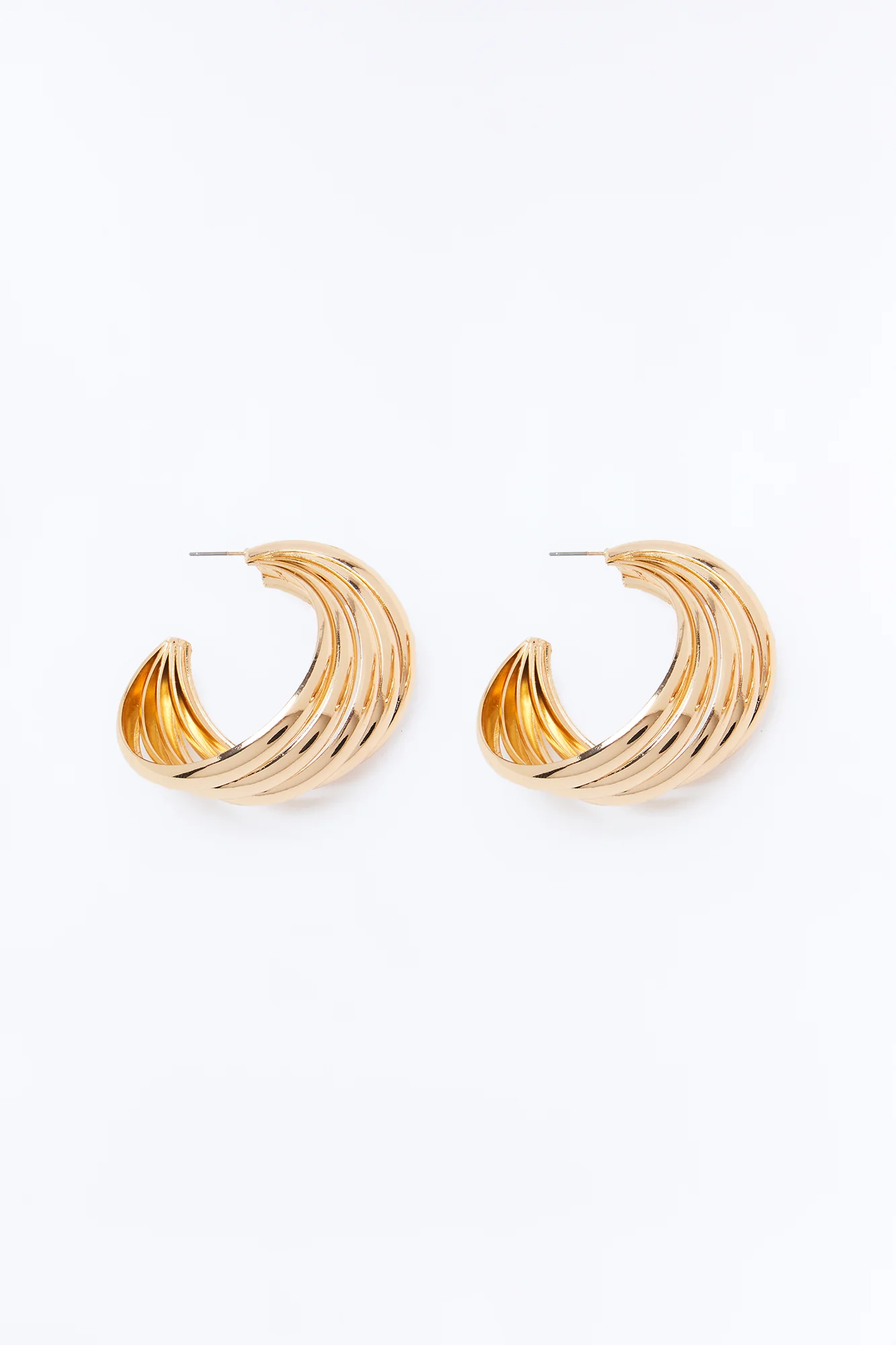 Stacked Halo Hoop Earrings - Gold - Image 3