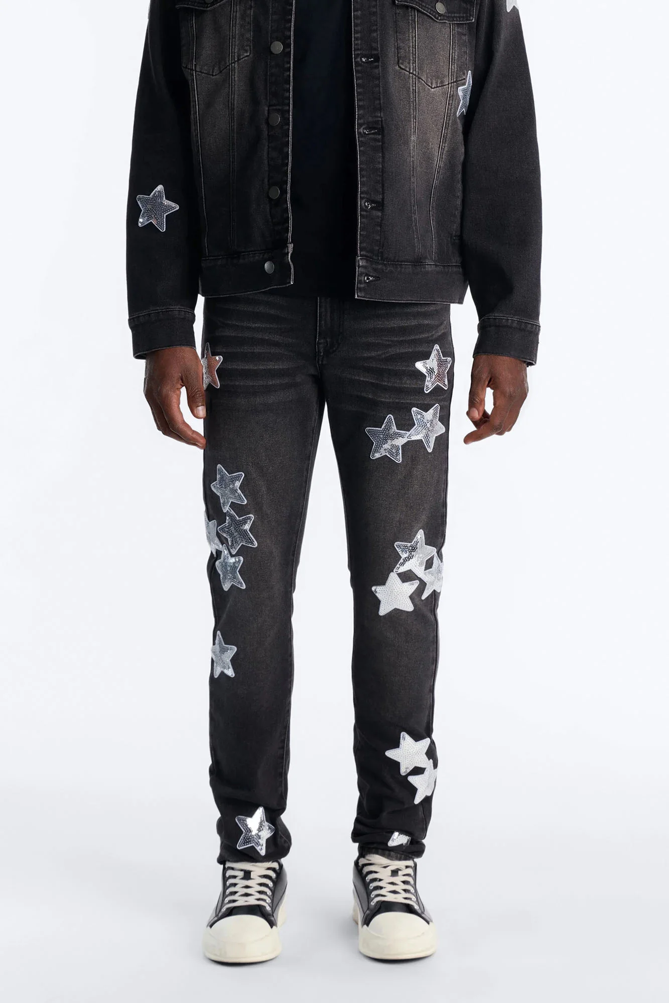 Stacked Skinny Electric Stretch Denim Jeans - Black Wash
