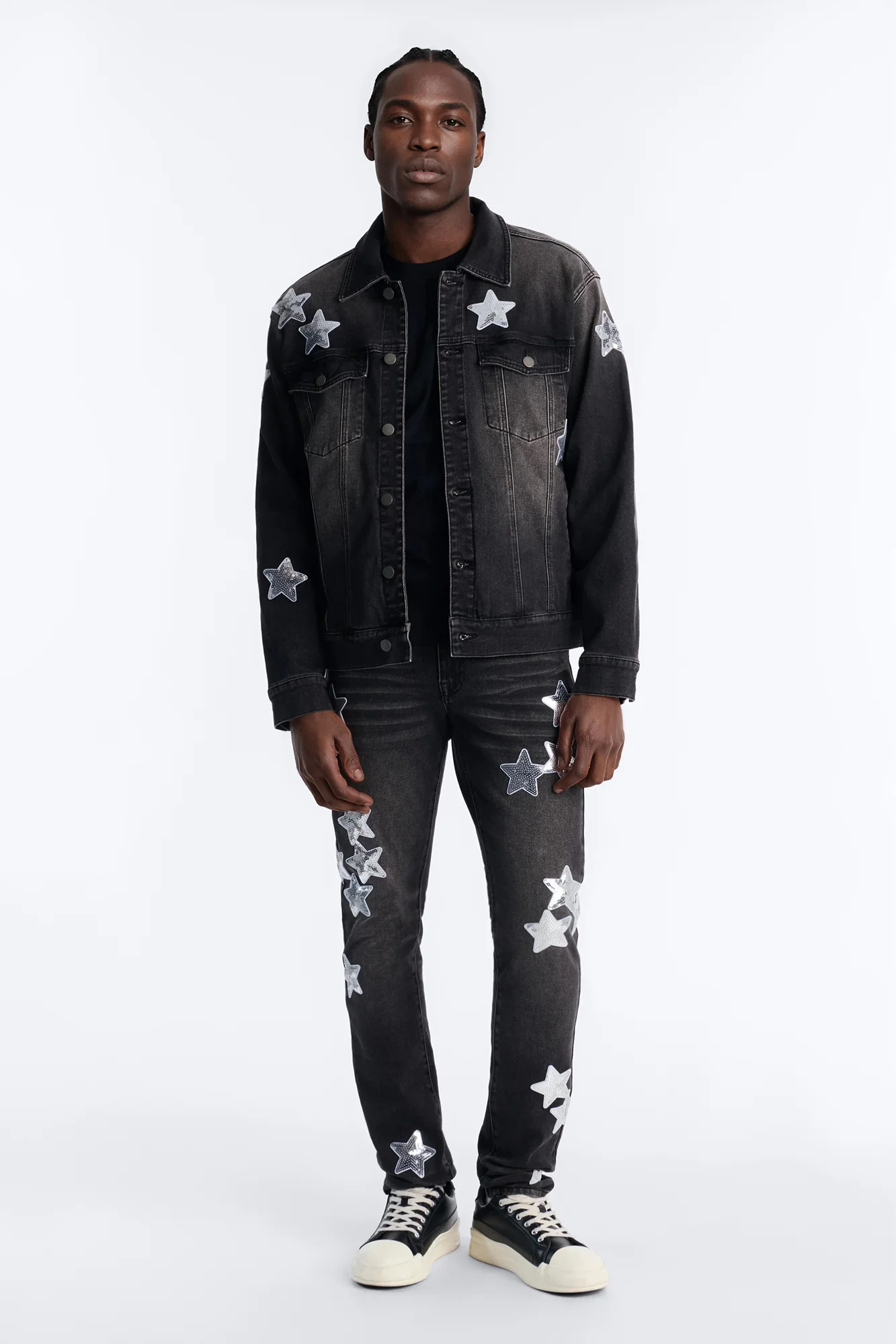 Stacked Skinny Electric Stretch Denim Jeans - Black Wash - Image 2