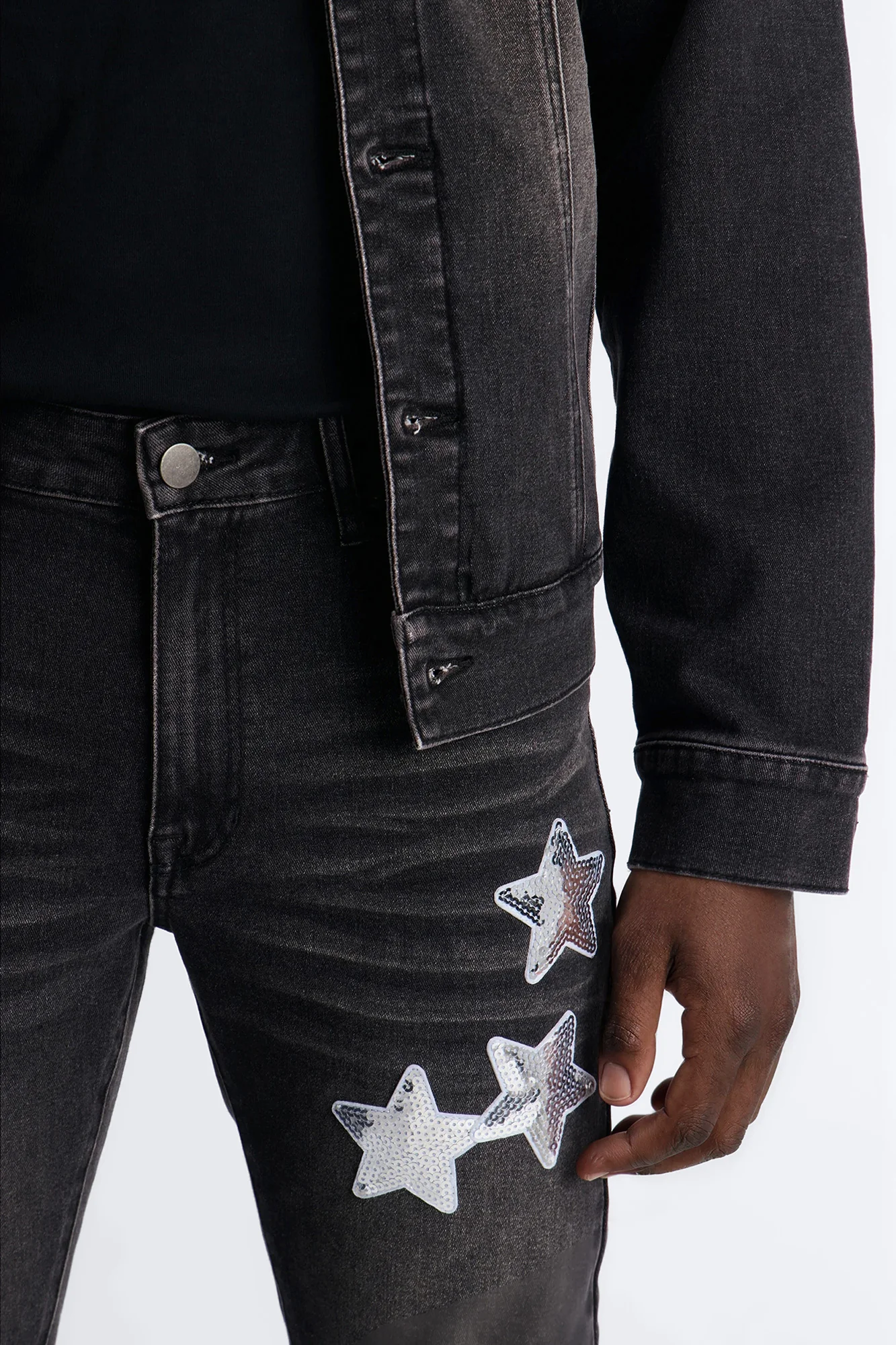 Stacked Skinny Electric Stretch Denim Jeans - Black Wash - Image 3