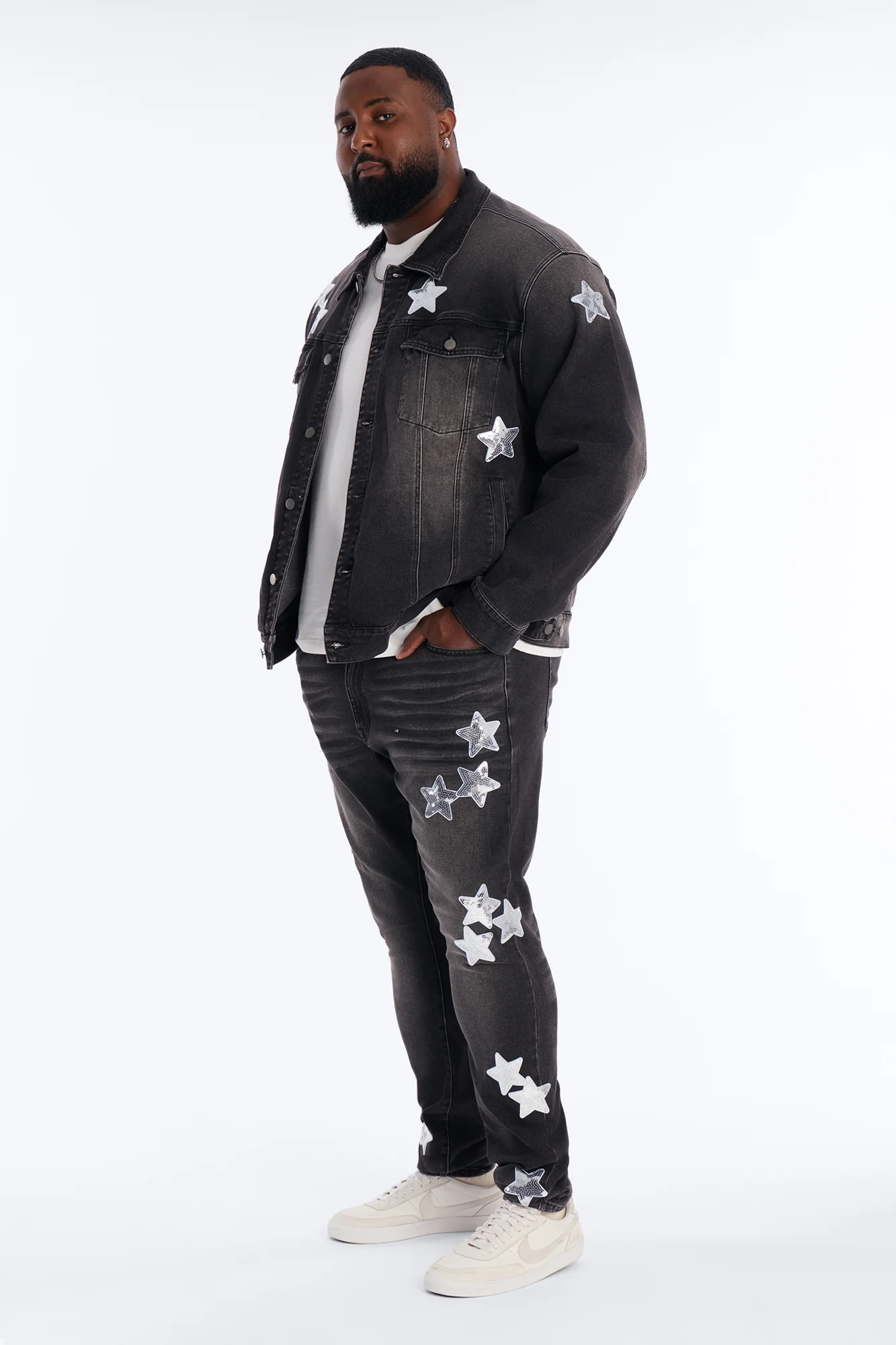 Stacked Skinny Electric Stretch Denim Jeans - Black Wash - Image 6