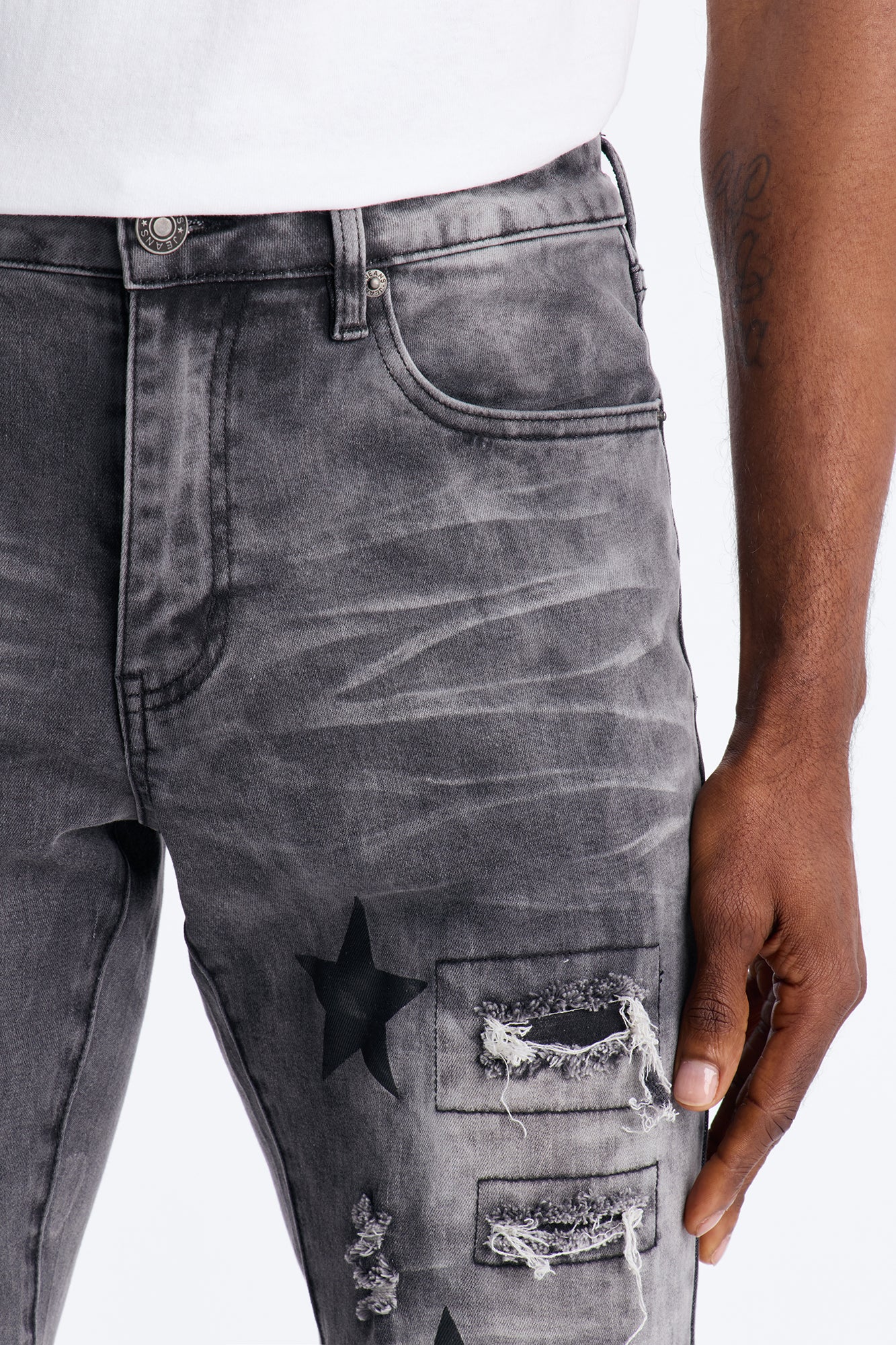 Stacked Skinny Flare Cosmo Jean - Black Wash - Image 3